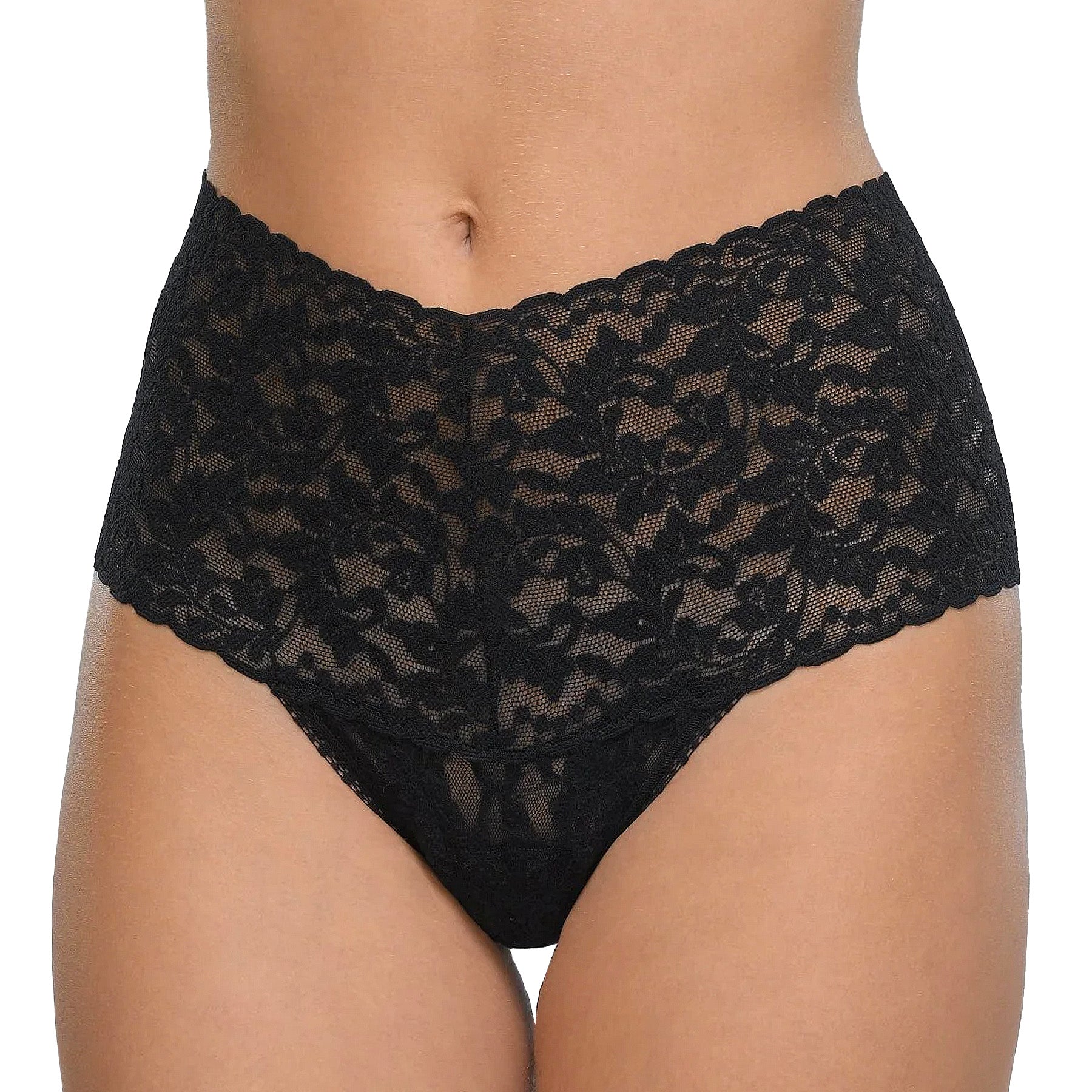 Hanky Panky Signature Lace Retro Thong 9K1926 Black Front