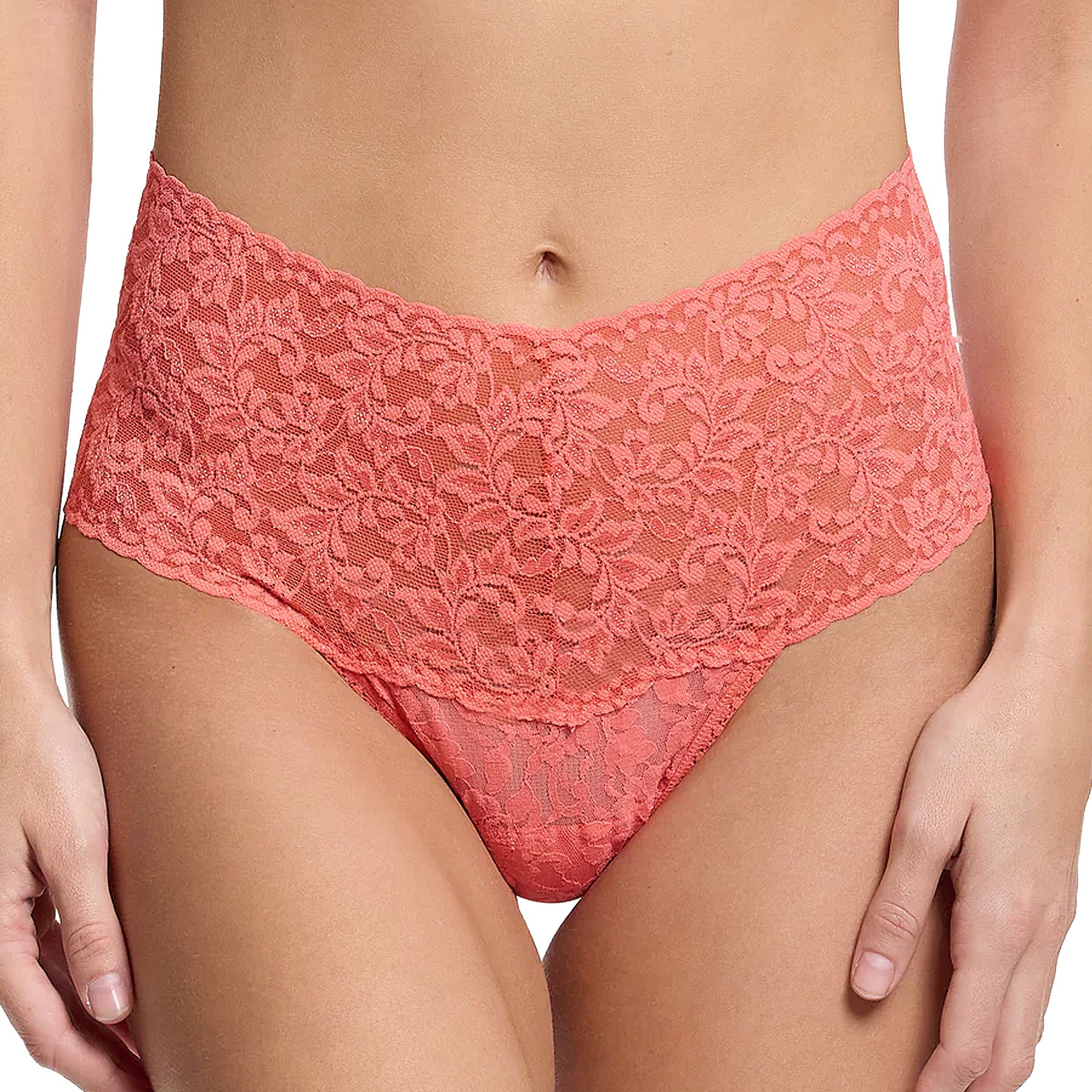Hanky Panky Signature Lace Retro Thong 9K1926 Courageous Coral Front