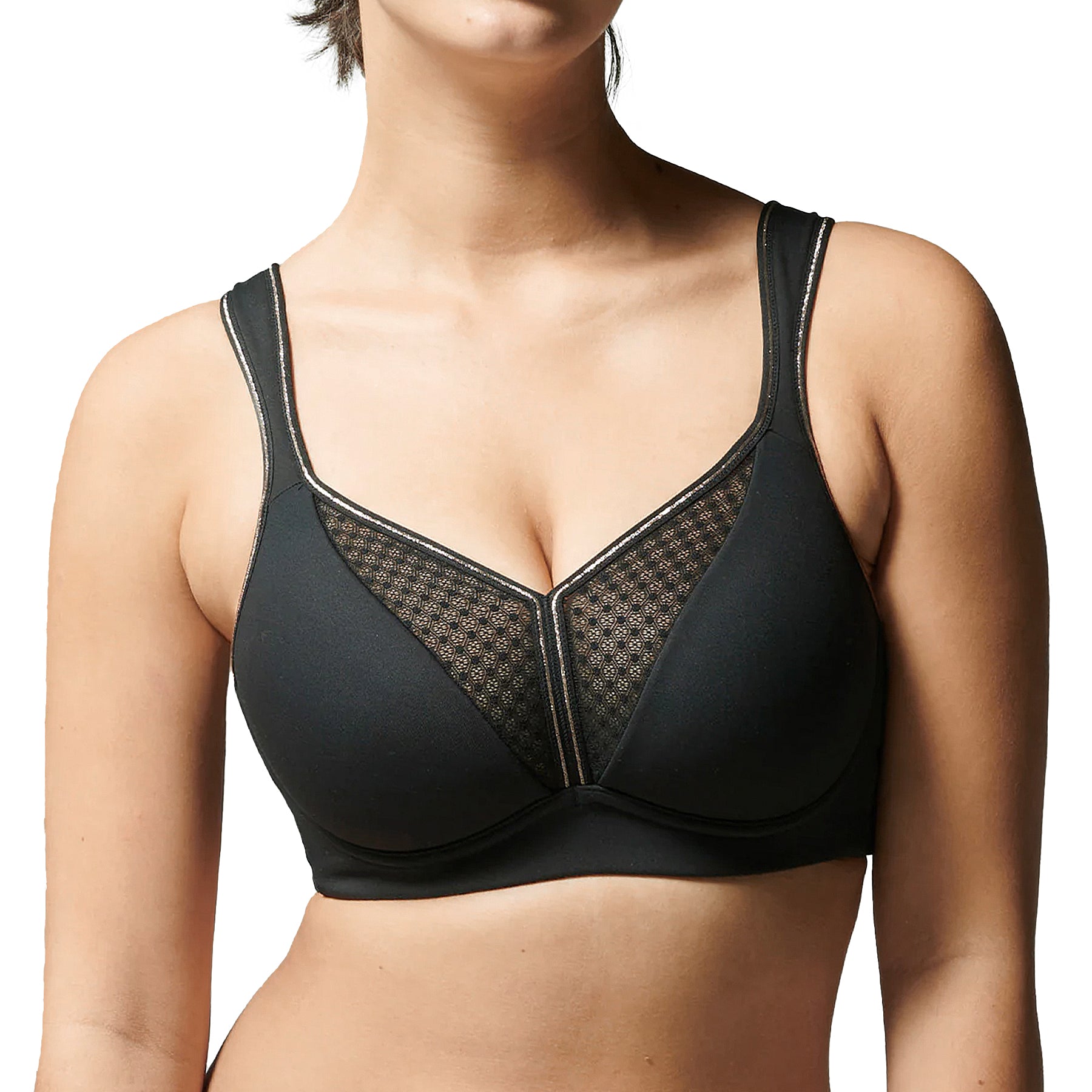 Simone Perele Harmony High Impact Sports Bra w/ Underwire 1SA262 Black Front