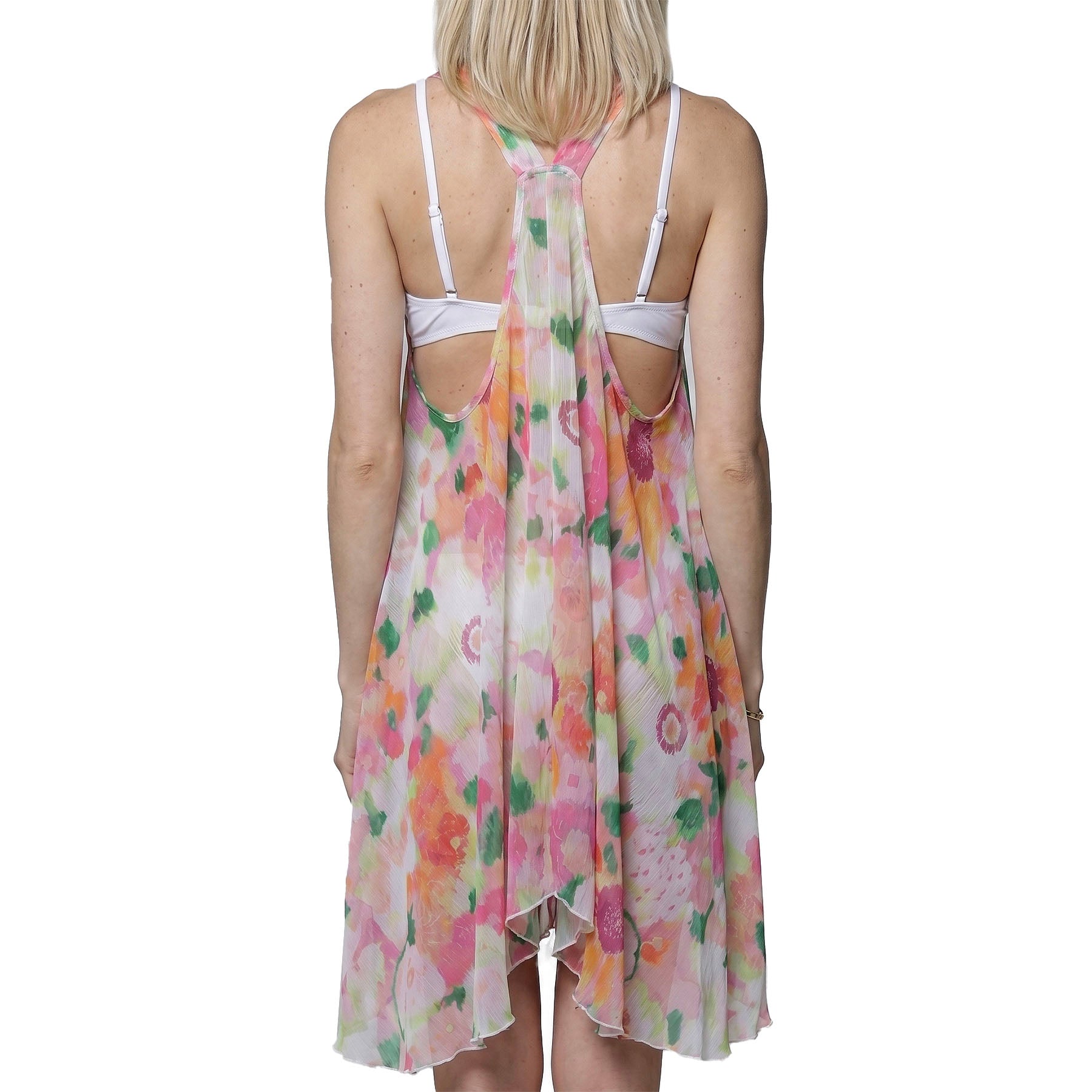 J. Valdi Zinnia Flowy Racerback Dress Cover Up J21116 Pink Orange Back