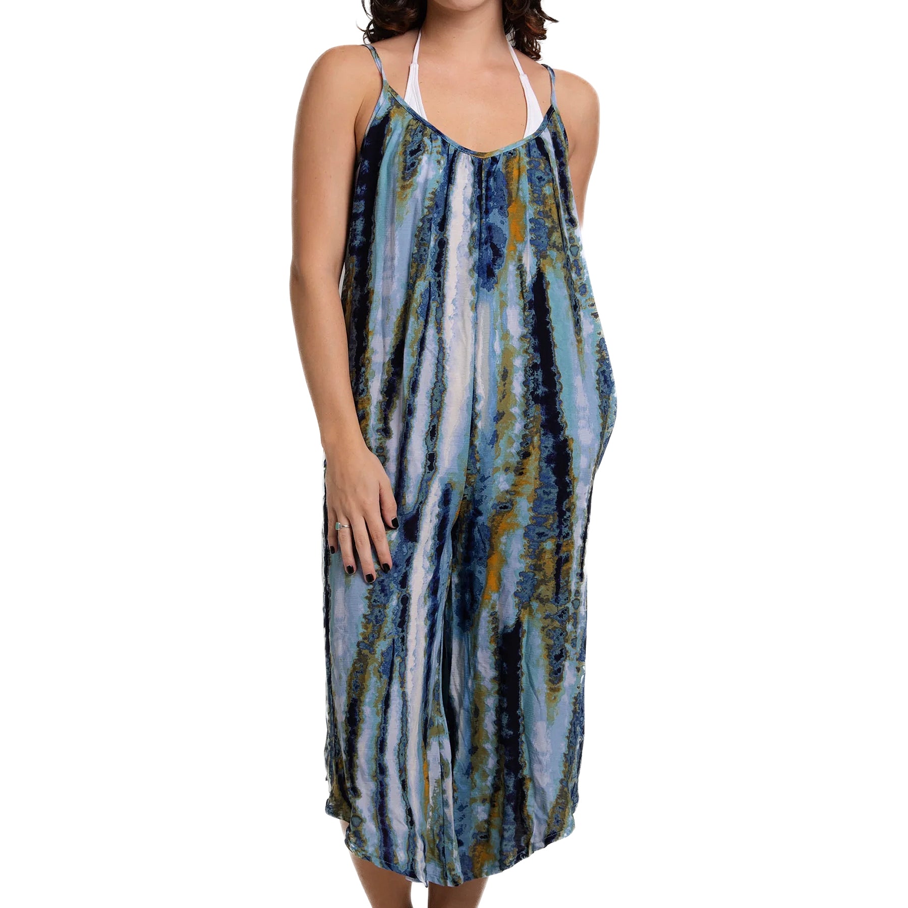 J Valdi Cascada Flowy Jumper Cover Up J15175 Blue Multi Front