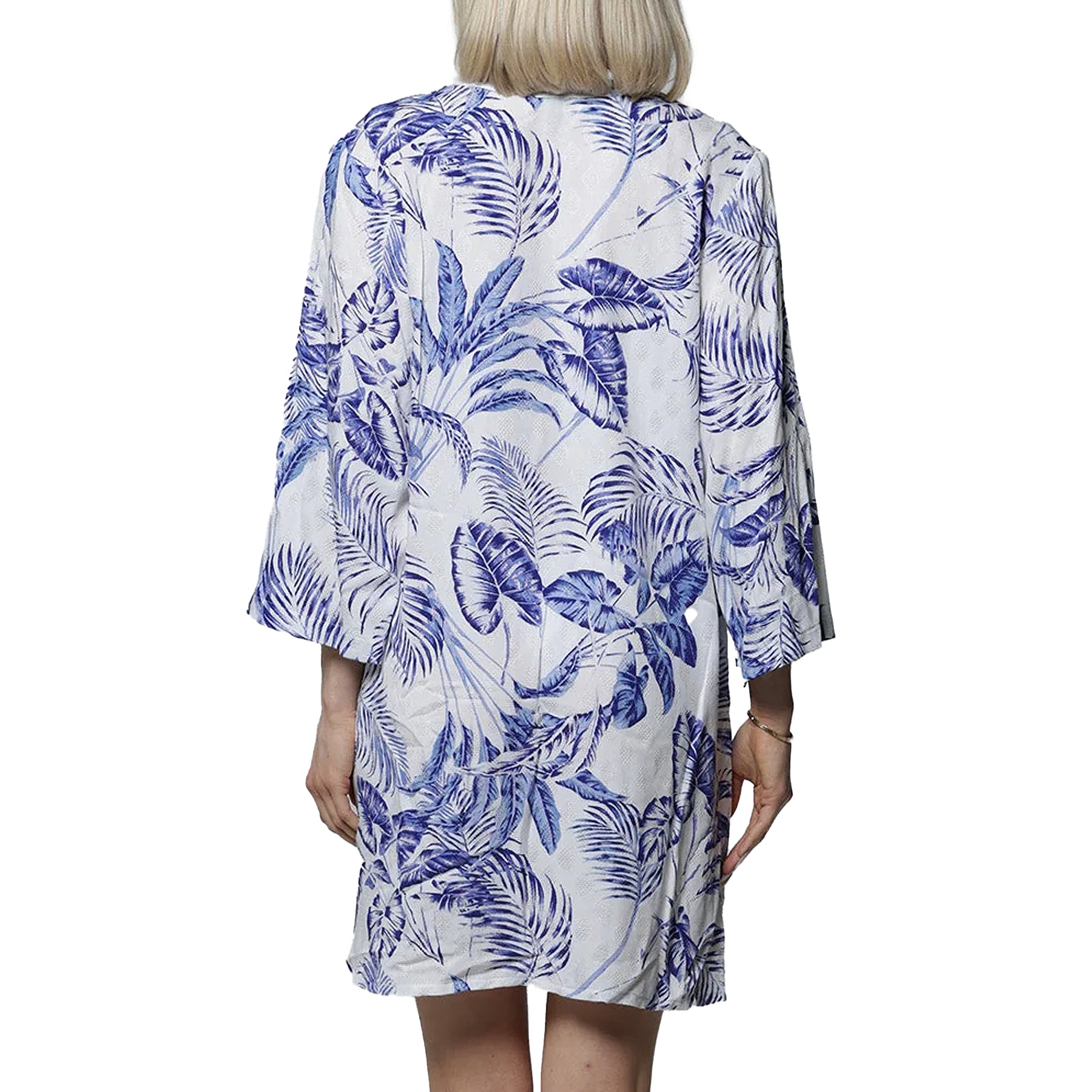 J Valdi Del Lace Neck Big Shirt Coverup J19656 White Blue Back