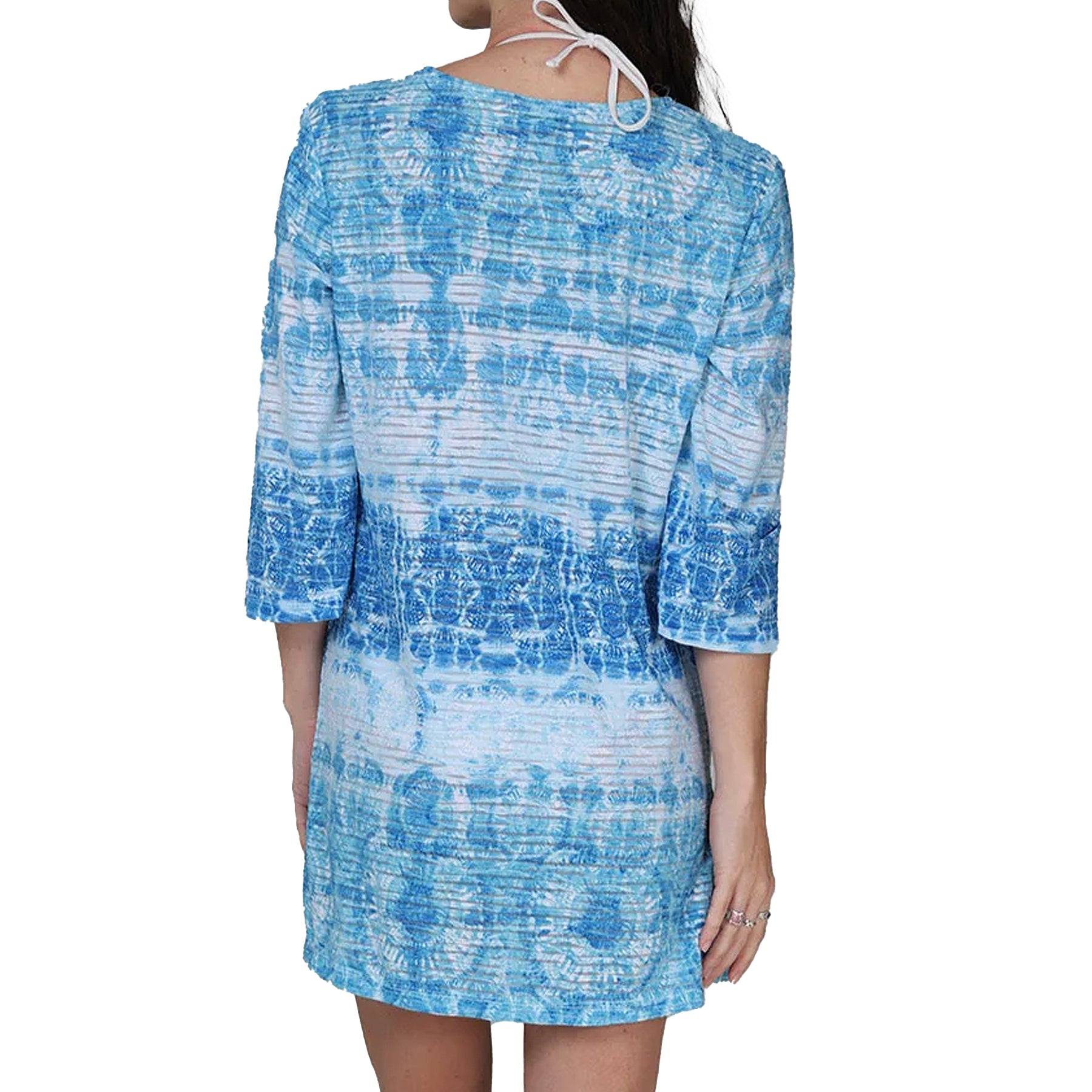 J Valdi La Onda V-Neck Tunic Coverup J14366 Blue Multi Back