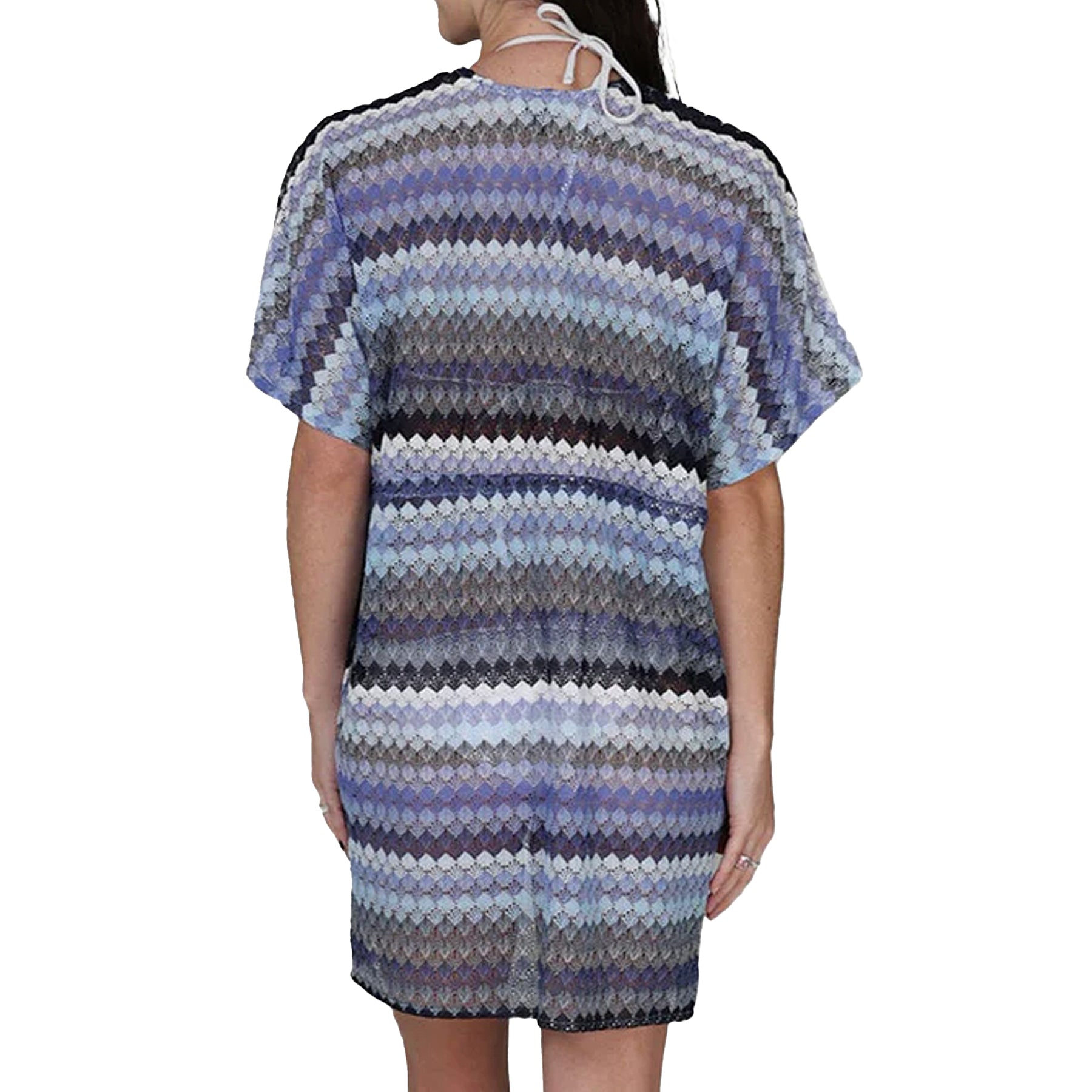 J Valdi Praia Drawstring Kimono Coverup J20106 Blue Multi Back