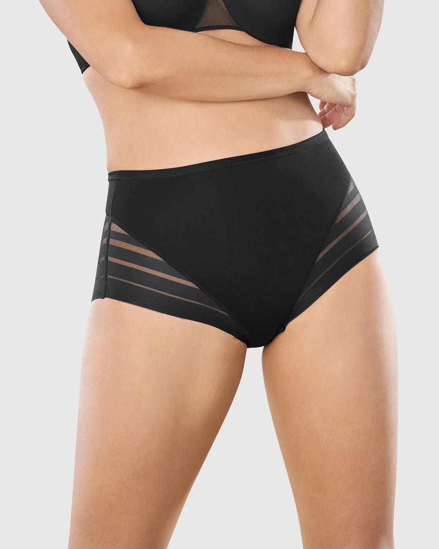 Leonisa Lace Stripe Undetectable Classic Shaper Panty 012903 - Black