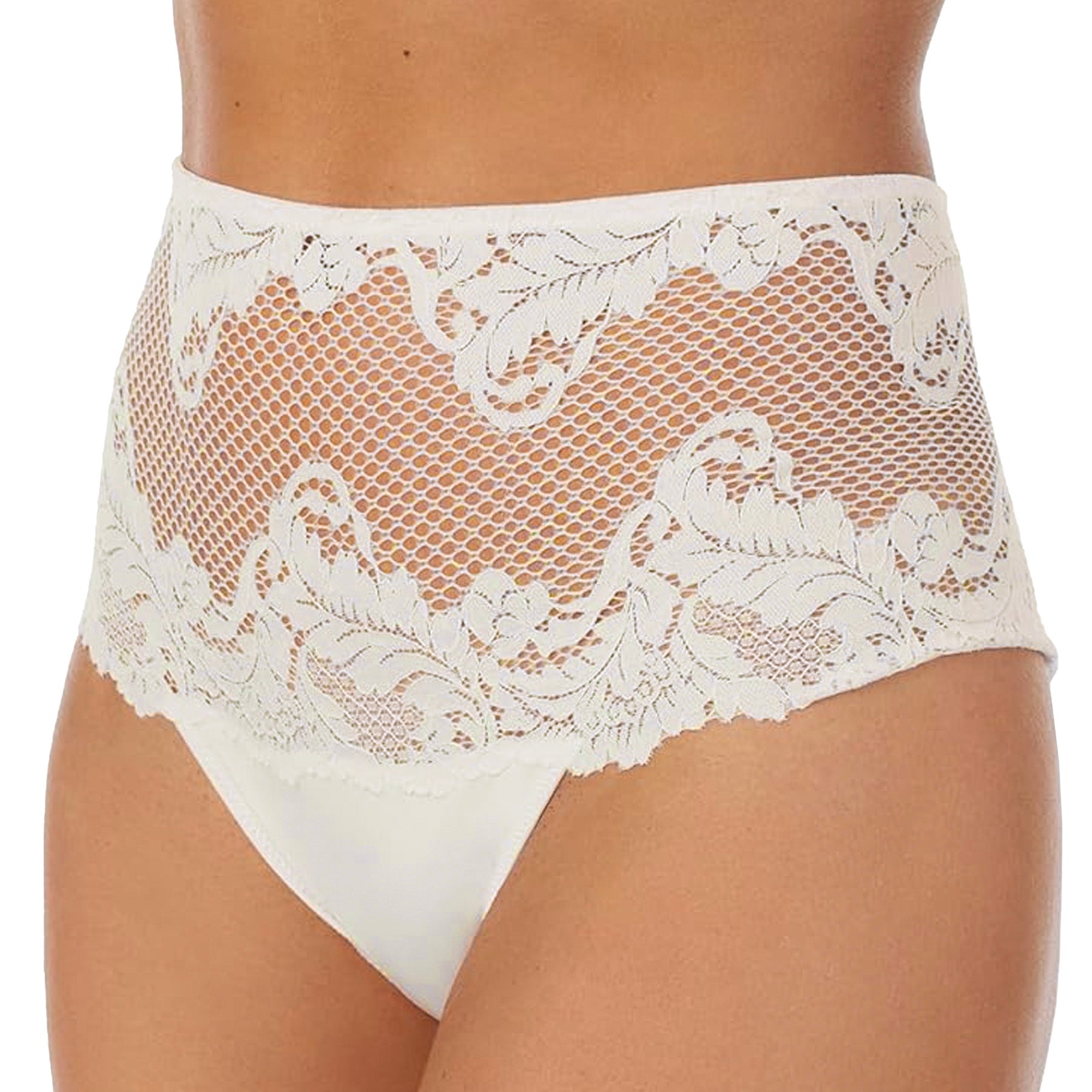 Le Mystere Lace Allure High Waist Thong 7946 Buttercream Front