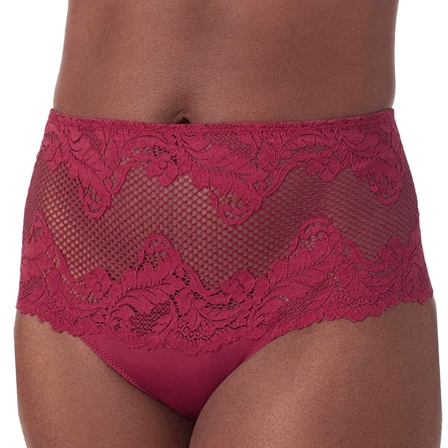 Le Mystere Lace Allure High Waist Thong 7946 Ruby Front