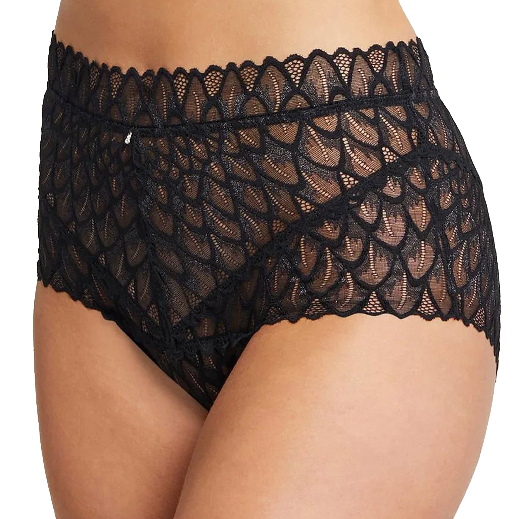 Montelle Lacy High Waist Brief 9309 Black Front