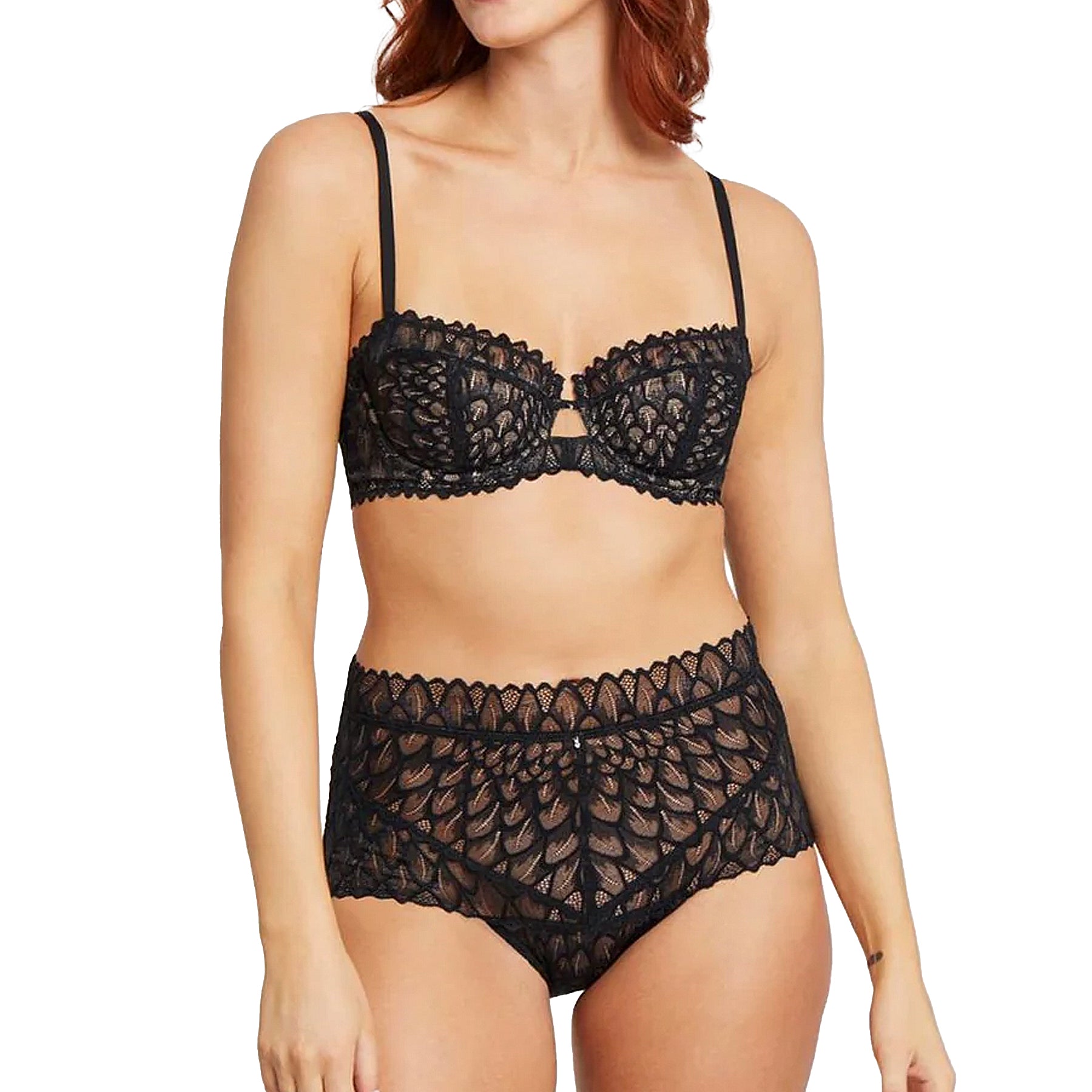 Montelle Lacy High Waist Brief 9309 Black Set