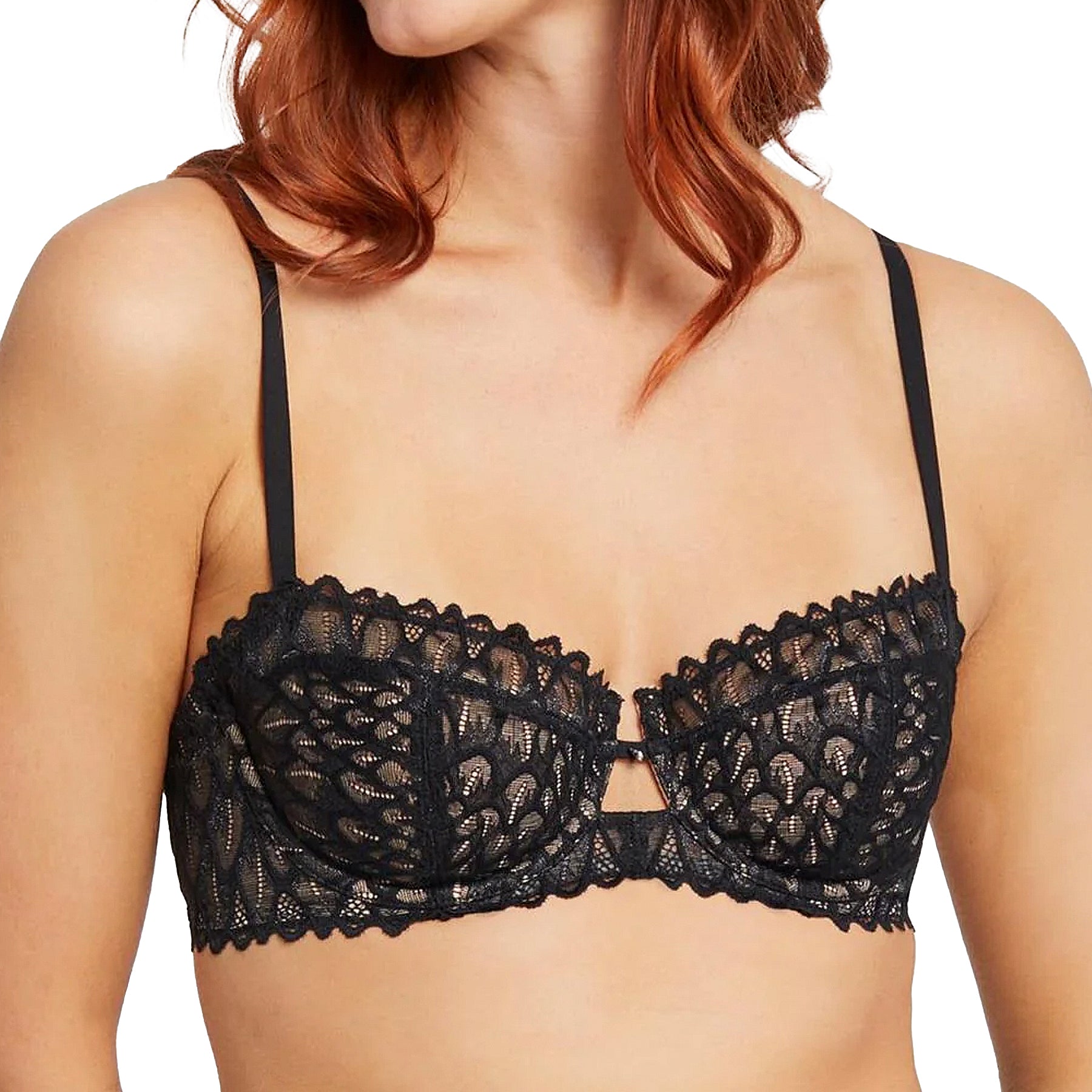Montelle Lacy Keyhole Bra 9308 Black Front