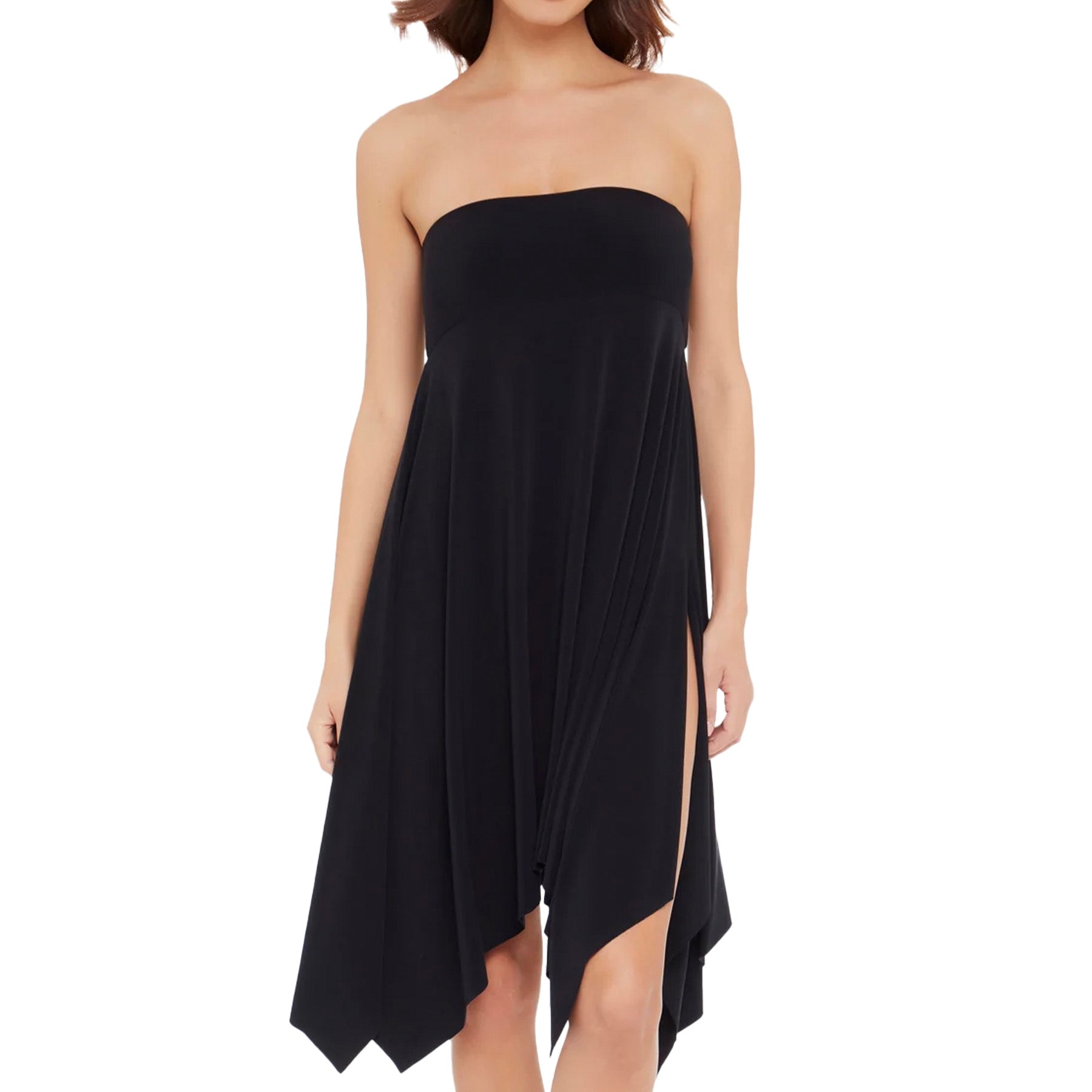Magicsuit Jersey Handkerchief Convertible Skirt Dress Cover Up 6008009 Black Front Dress Version