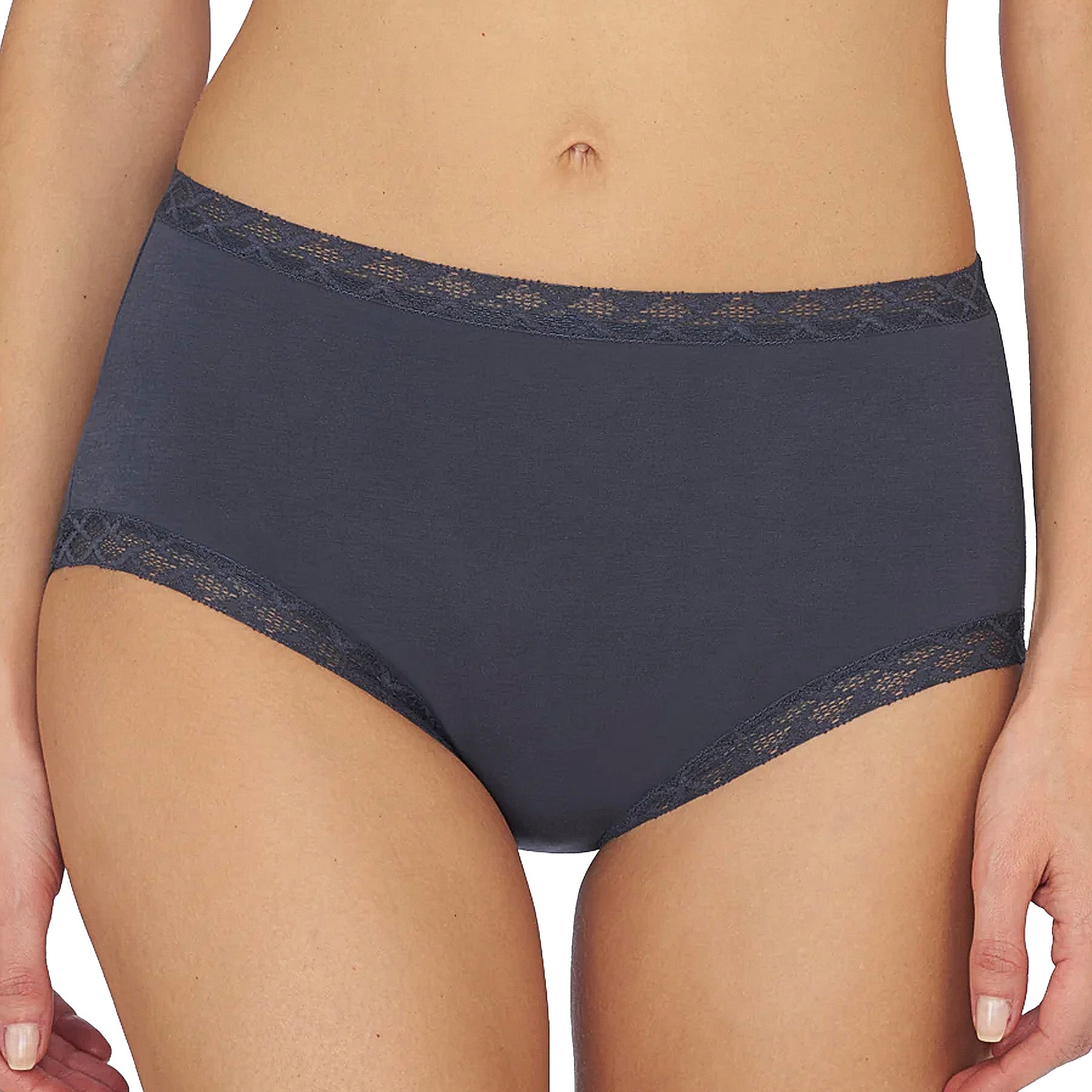 Natori Bliss Cotton Full Brief Panty 755058 Ash Navy Front
