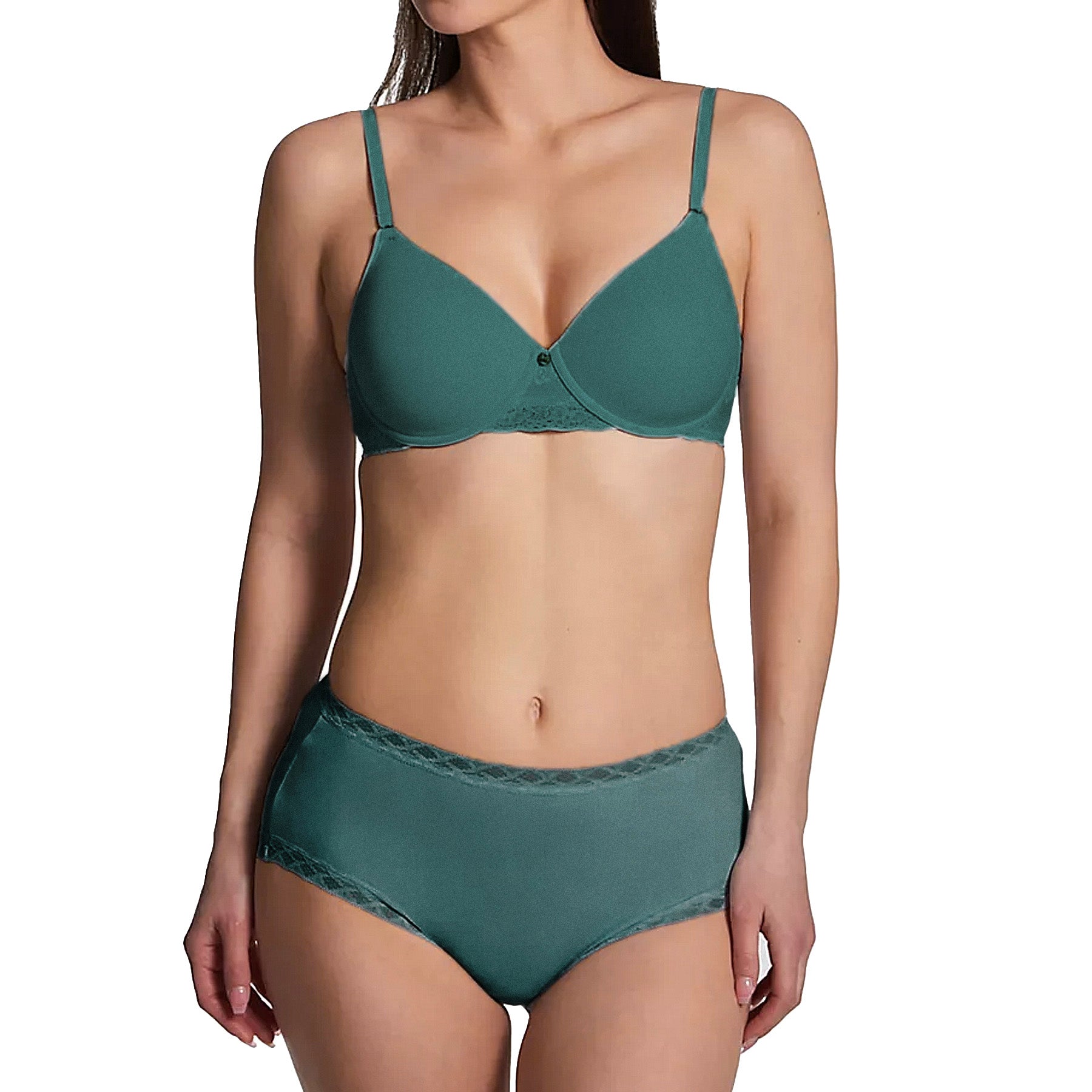 Natori Bliss Cotton Full Brief Panty 755058 Aspen Green Set