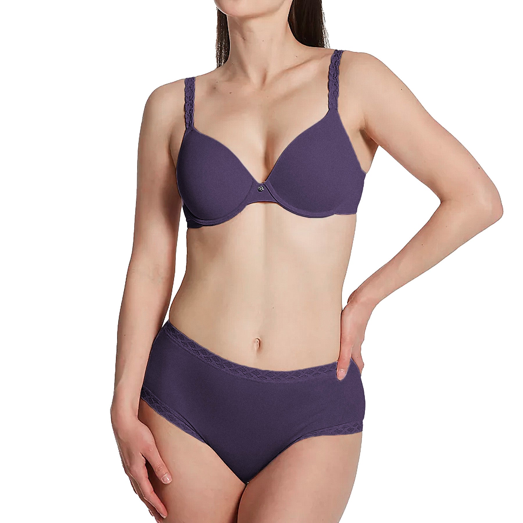 Natori Bliss Cotton Full Brief Panty 755058 Dark Wisteria Set