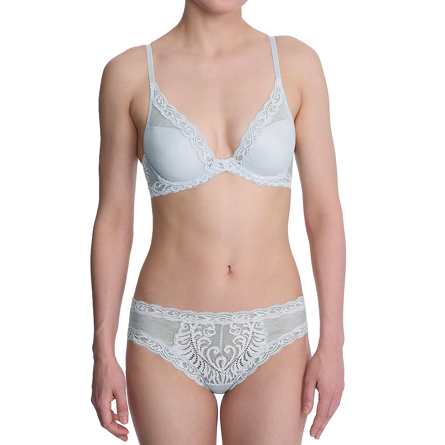 Natori Feathers Contour Plunge Bra 730023 Frosted Sky Set