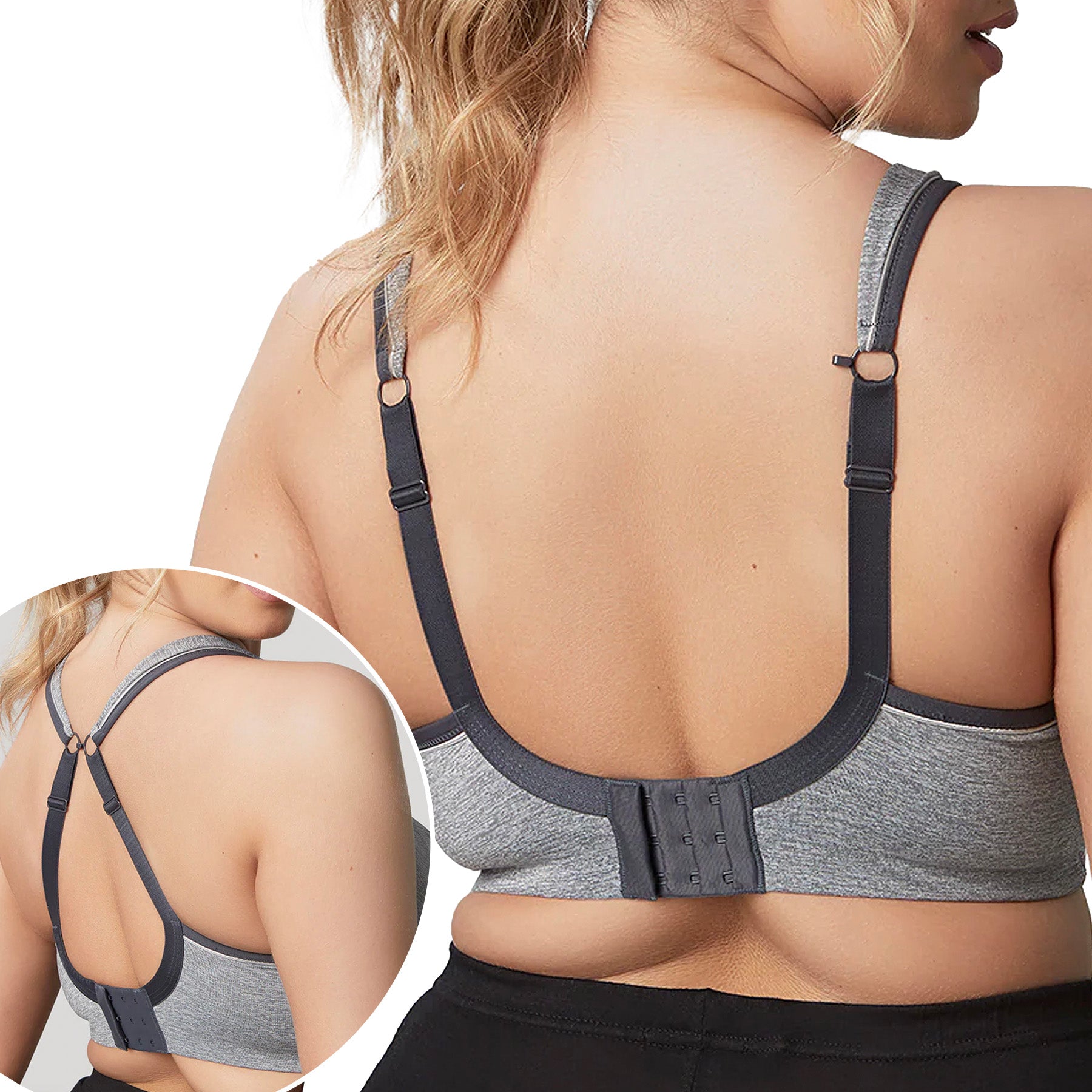 Panache Sculptresse Non Padded Sports Bra 9441 Charcoal Marl Back