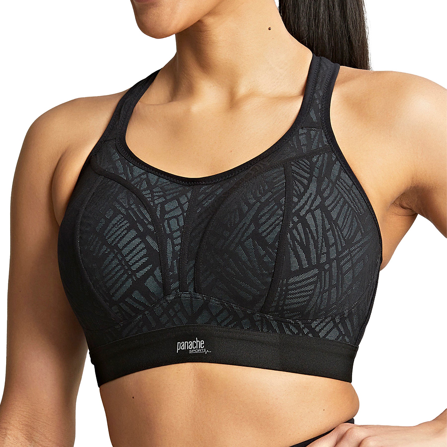 Panache Non Wired Sports Bra 7341C Black Ice Blue Front