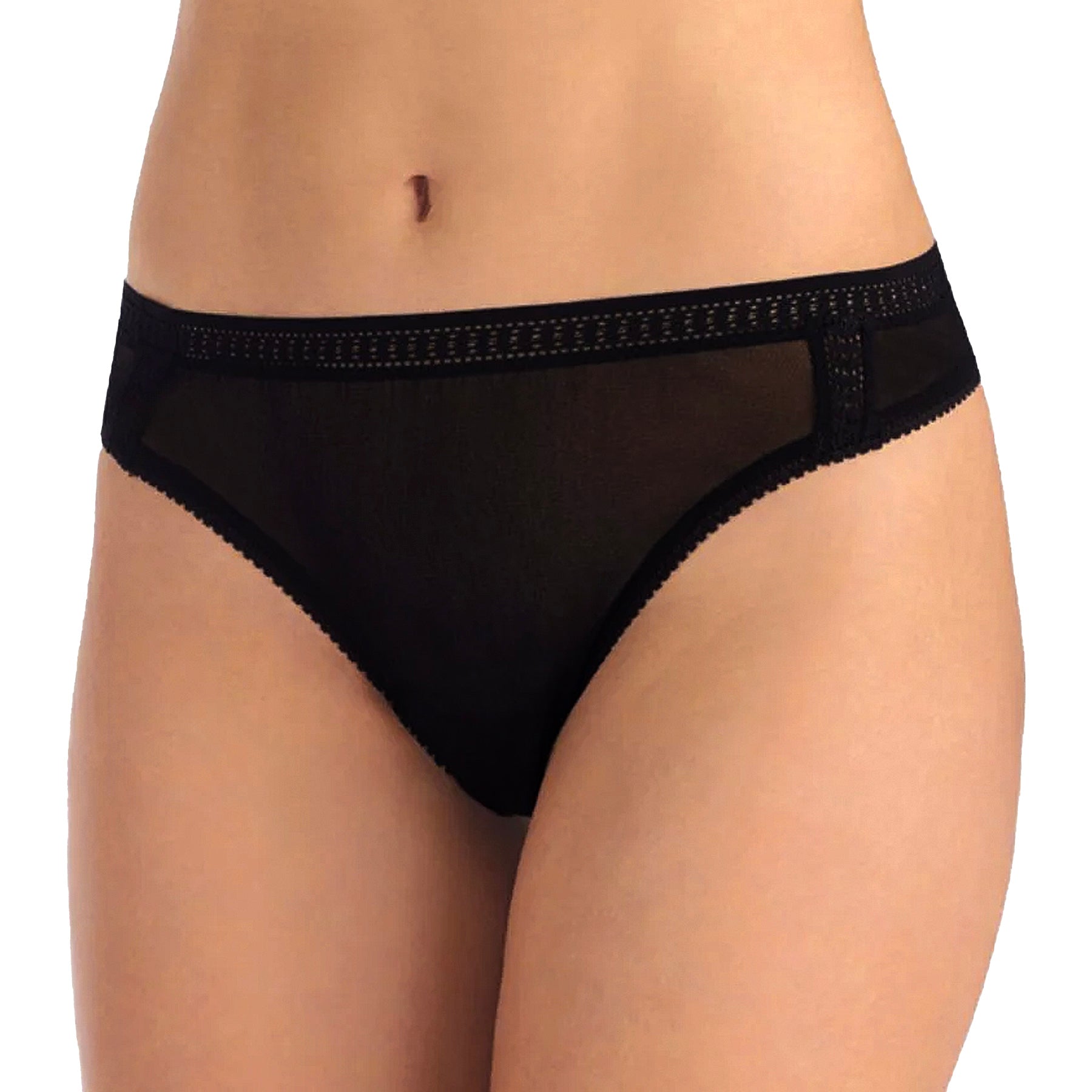 OnGossamer Hi Cut Thong 022958 Black Front