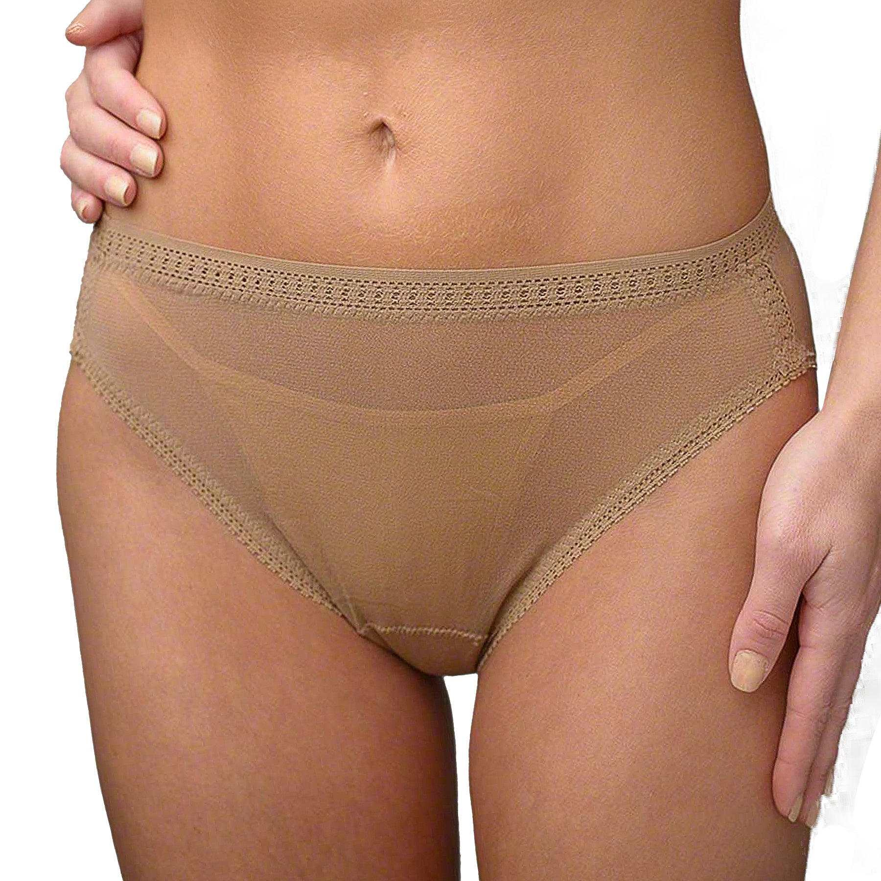 OnGossamer Mesh Hi-Cut Brief 3012 Skin Front