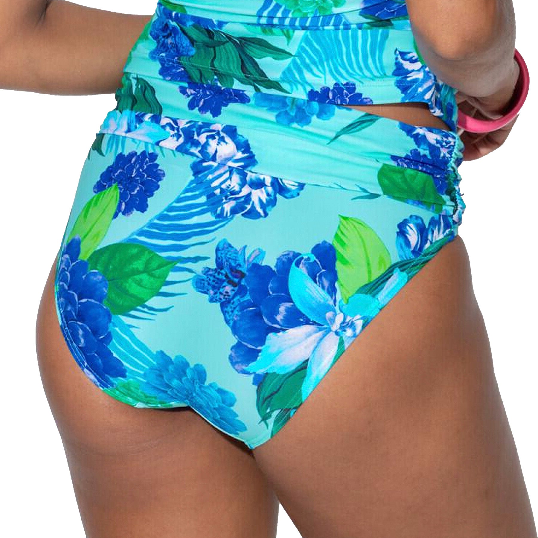 Pour Moi Free Spirit Fold Over Bikini Brief PM13209 Aqua Tropical Back