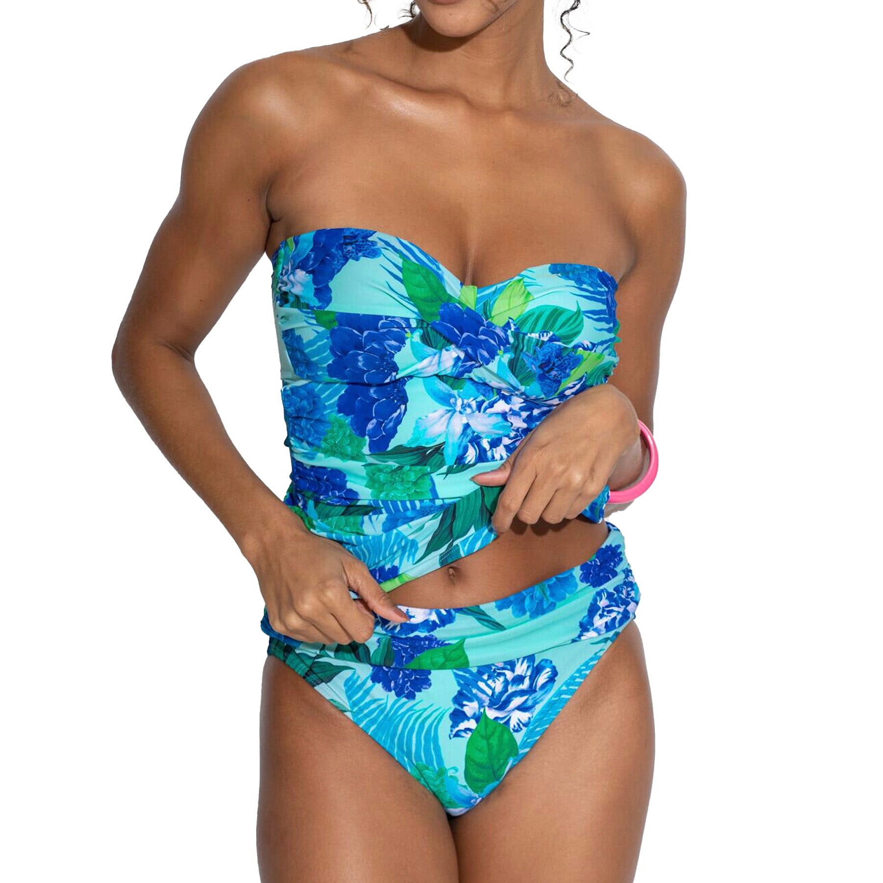 Pour Moi Free Spirit Fold Over Bikini Brief PM13209 Aqua Tropical Set