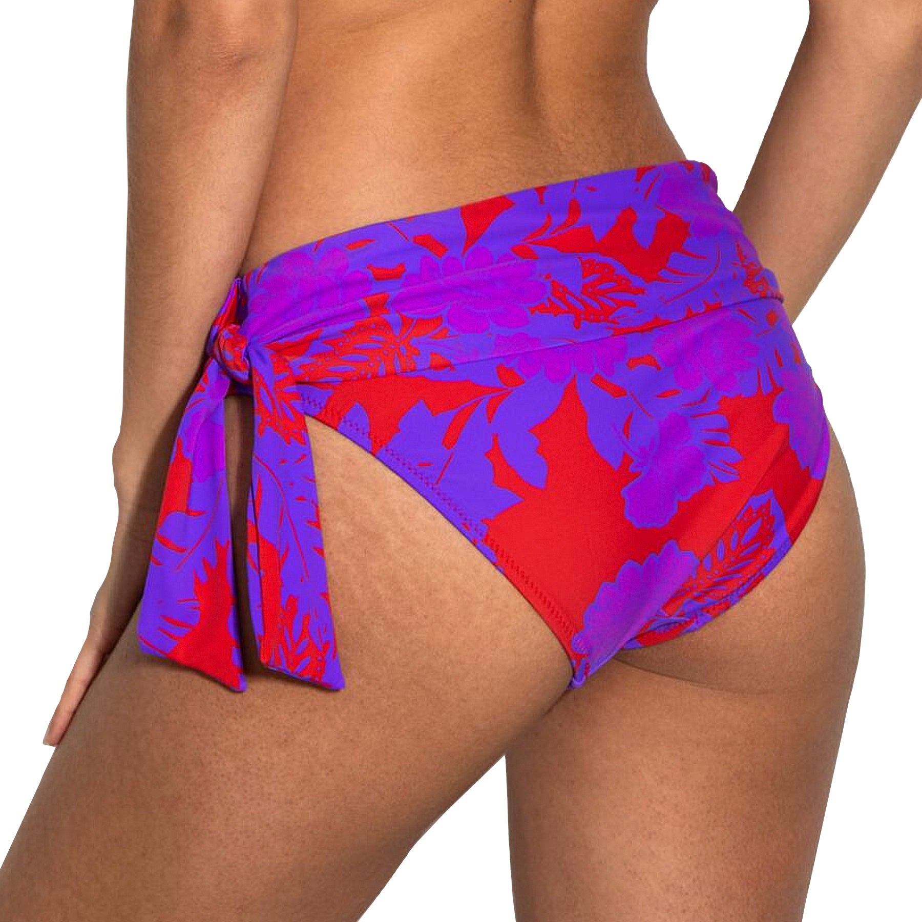 Pour Moi Heatwave Fold Over Tie Bikini Brief PM86003 Red Purple Back