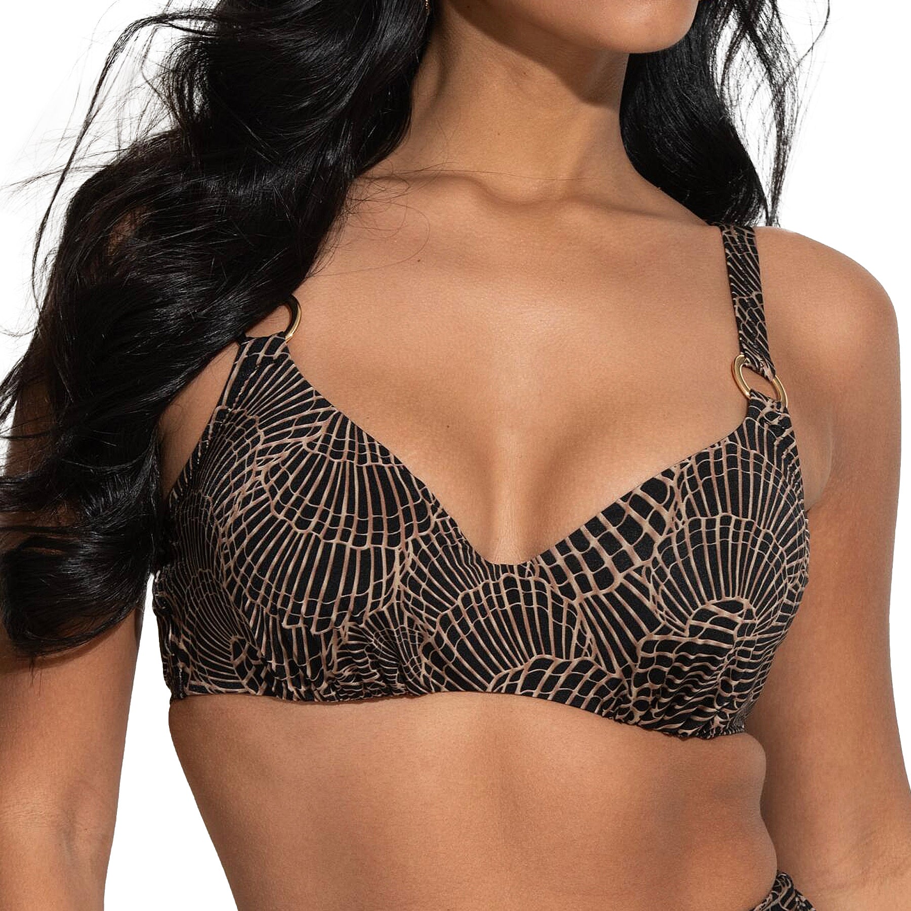 Pour Moi Samoa Non Padded Underwired Bikini Top PM20921 Black Gold Front