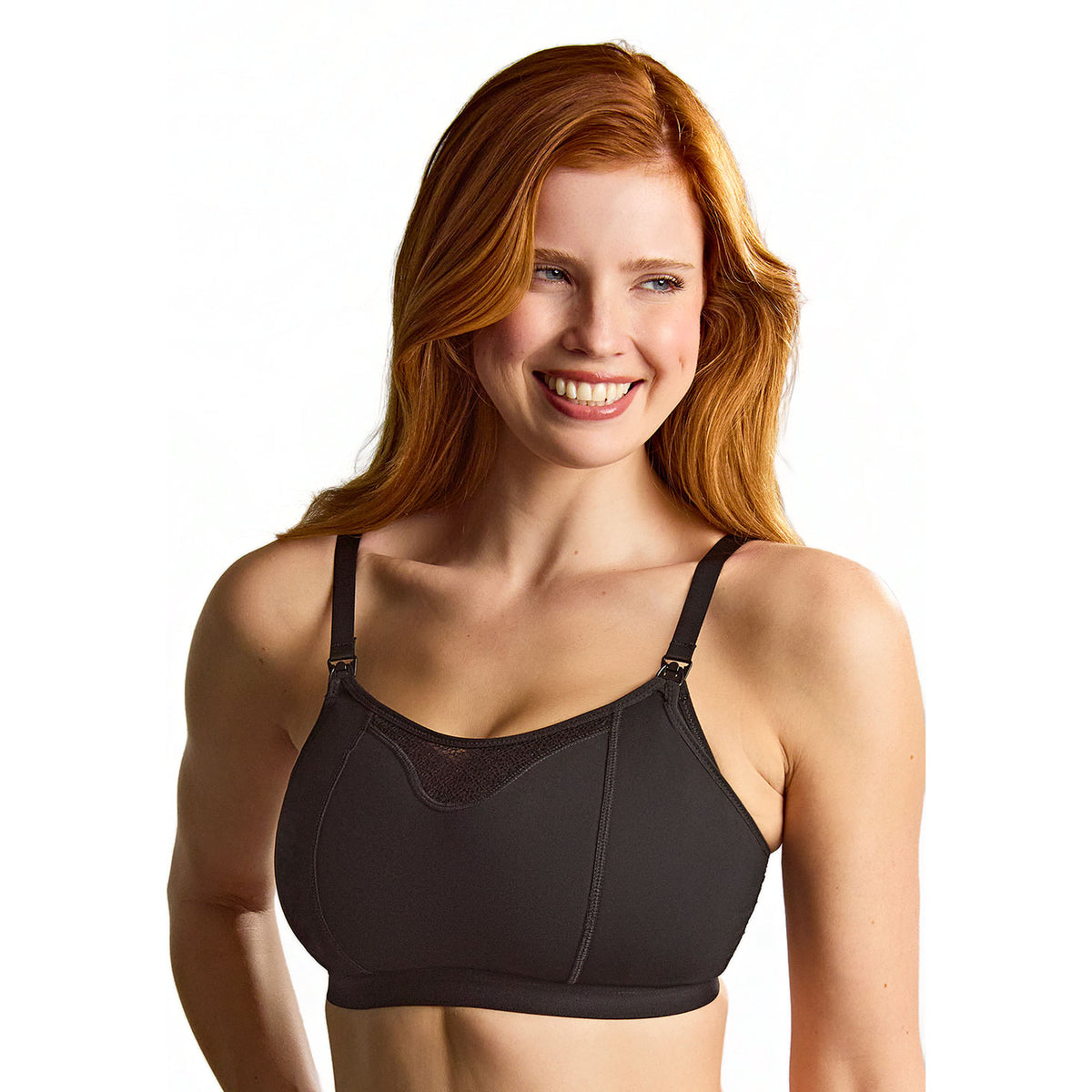 Panache 10391 Katherine Wire-Free Nursing Bra - Black - front view