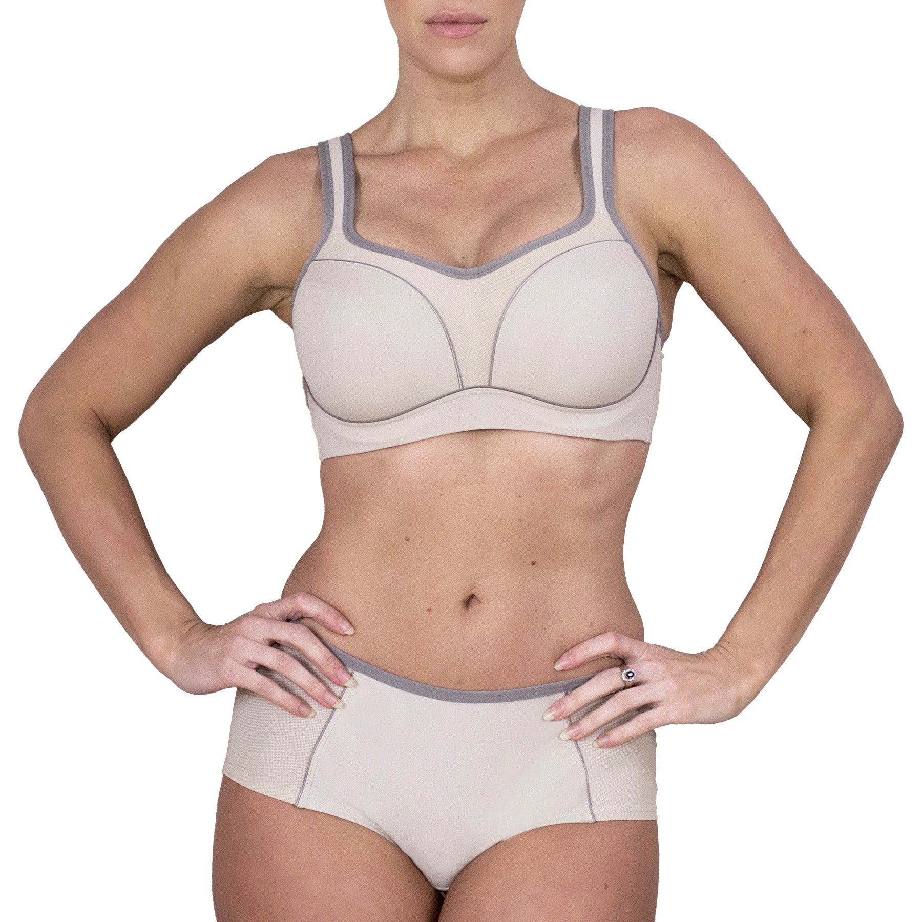 Fit Fully Yours Pauline Wire Sports Bra B9660 Fawn Dark Taupe Set