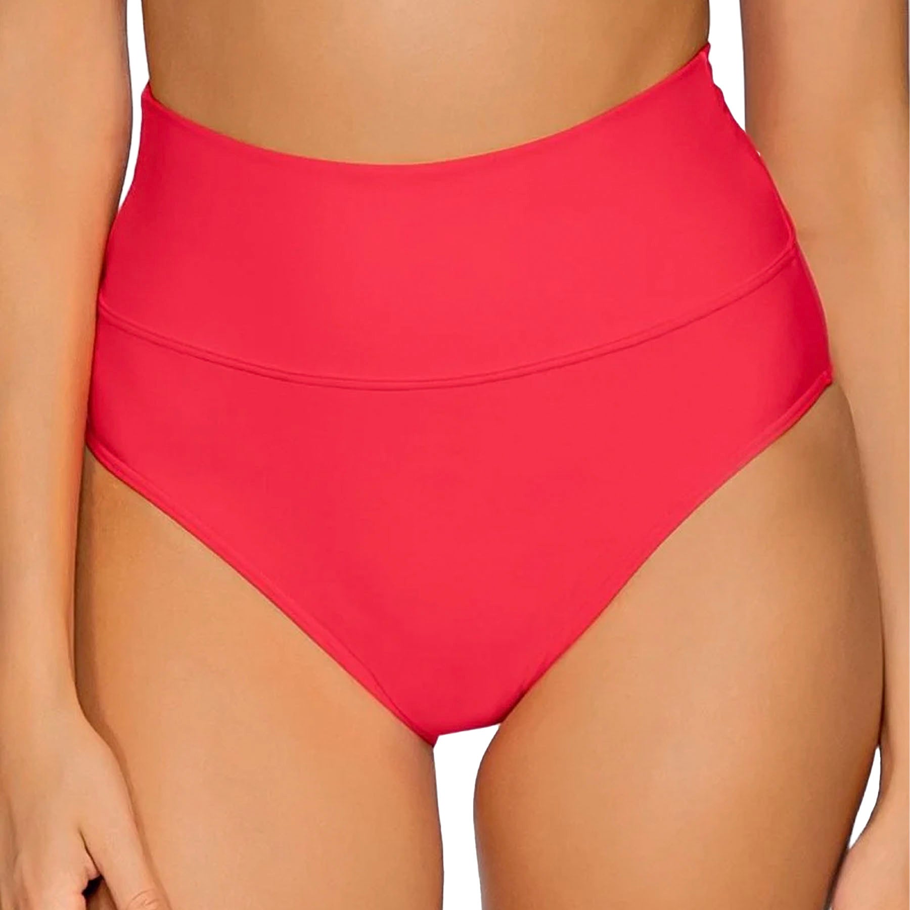 Sunsets Hannah High Waist Bikini Bottom 33B Geranium Front