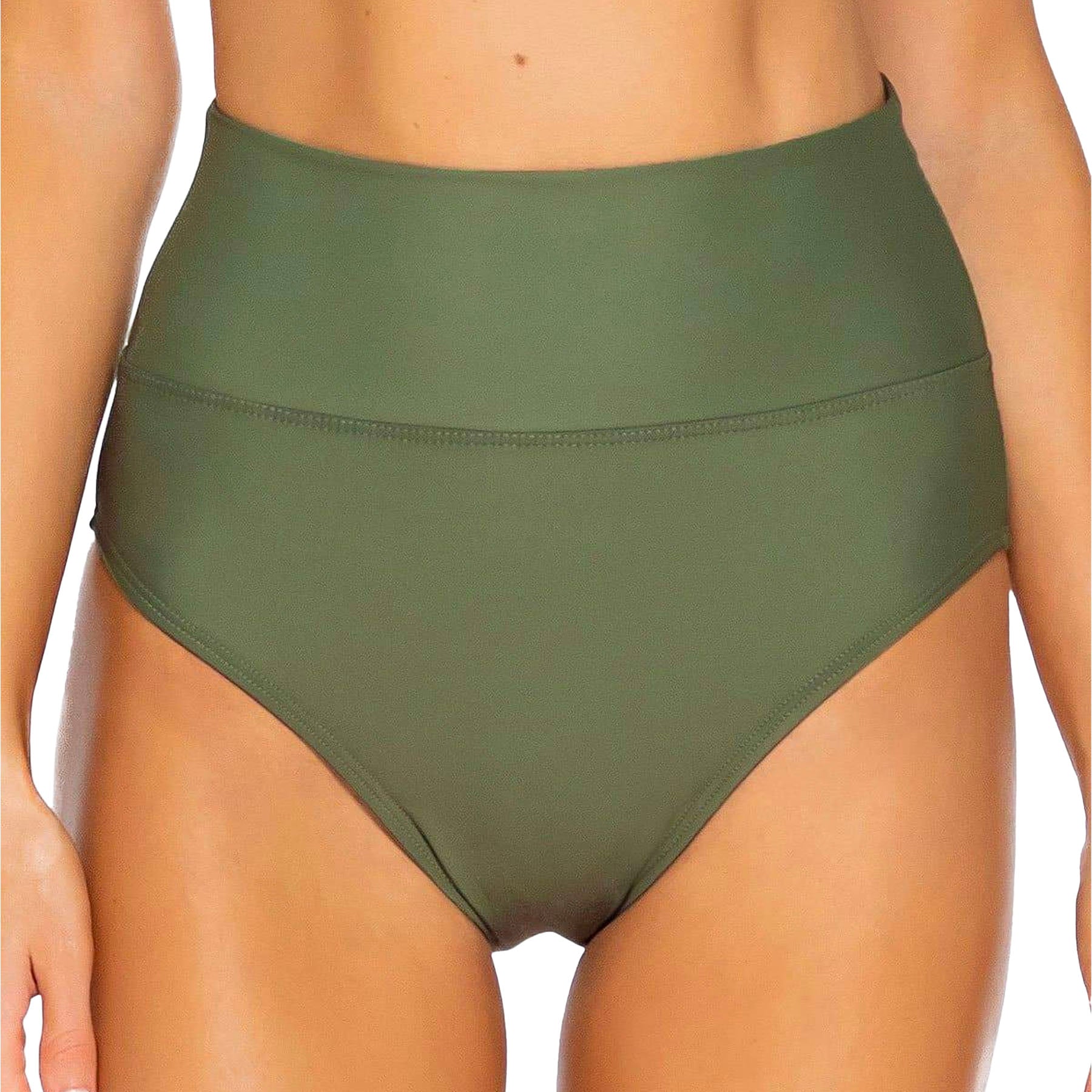 Sunsets Hannah High Waist Bikini Bottom 33B Moss Front
