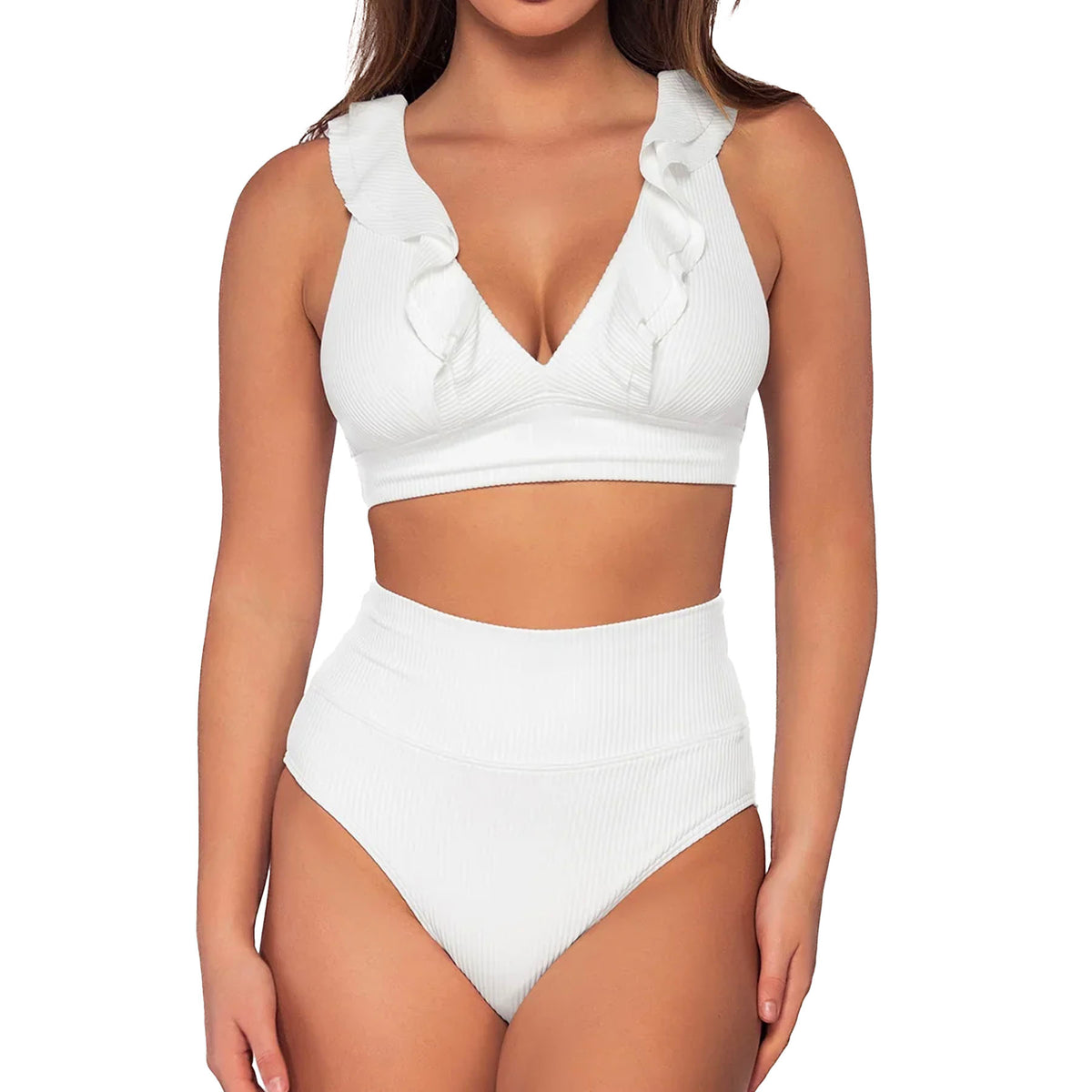 Sunsets Hannah High Waist Bikini Bottom 33B Paloma Rib Set
