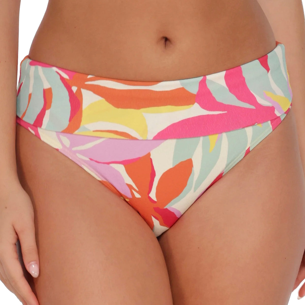 Sunsets Hannah High Waist Bikini Bottom 33B Tropicolor Crepe Folded