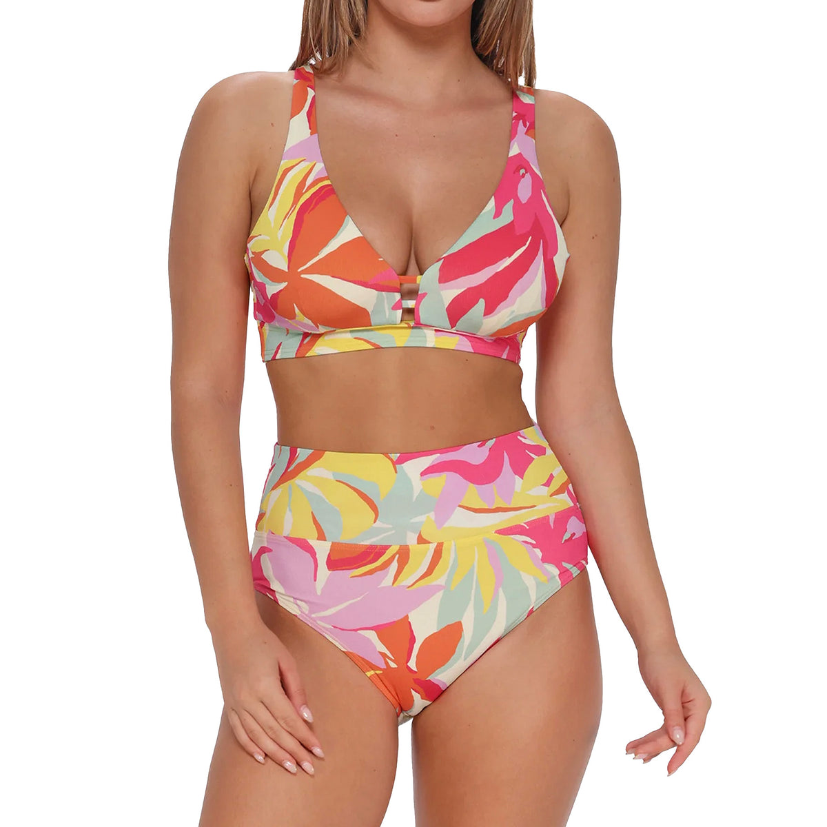 Sunsets Hannah High Waist Bikini Bottom 33B Tropicolor Crepe Set