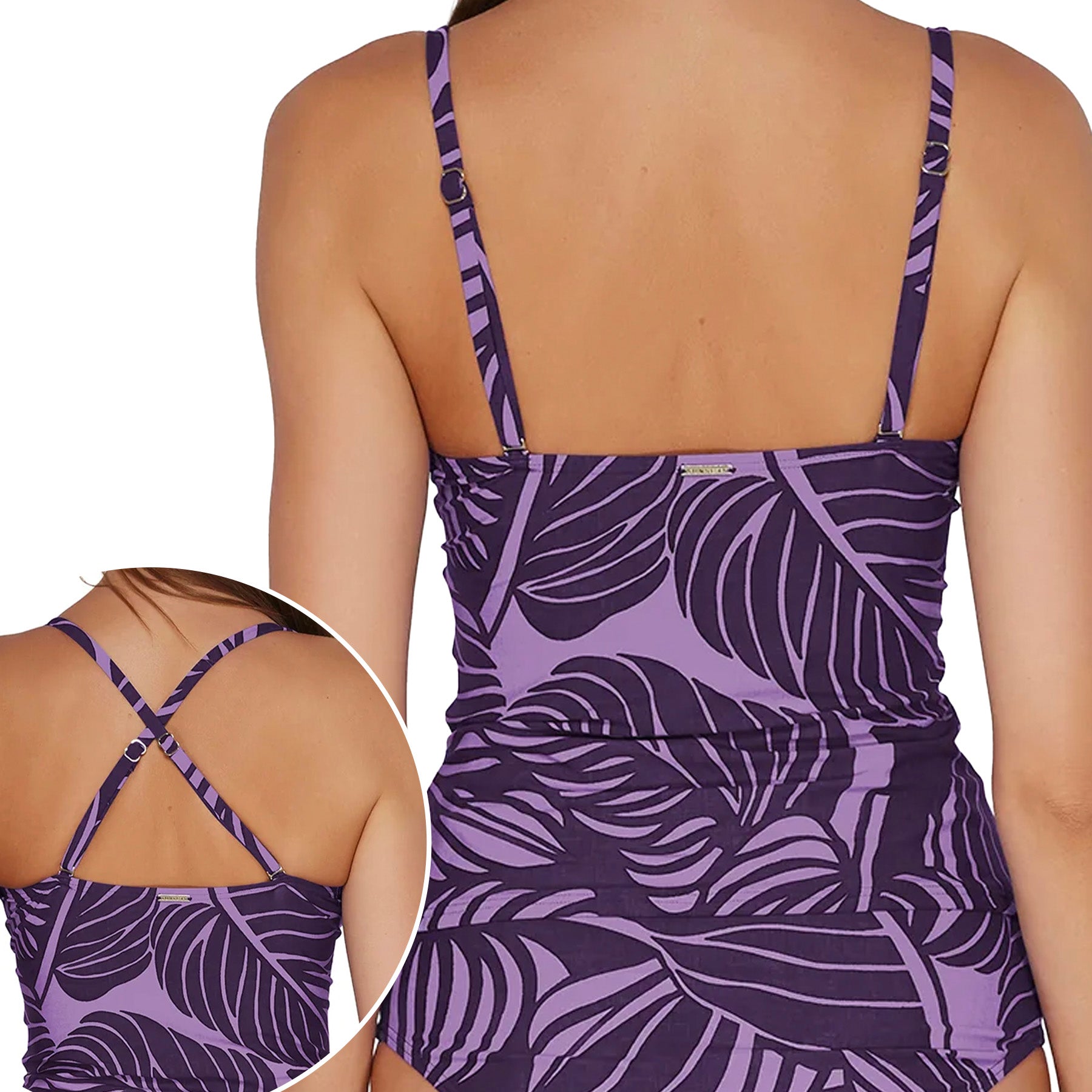 Sunsets Simone Tankini 81T Mystic Palms Back