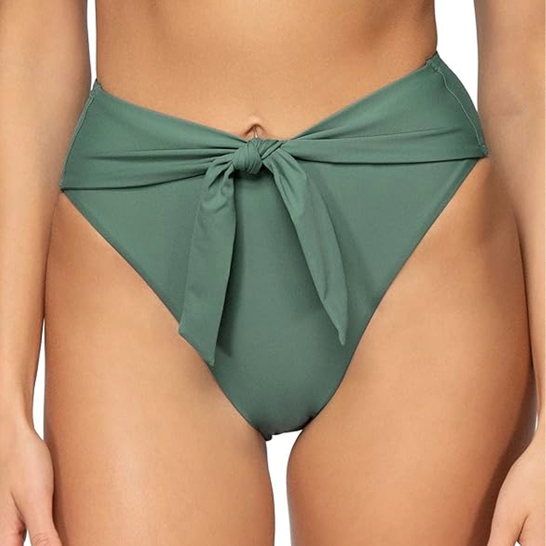 Sunsets Tessa Tie High Rise Bikini Bottom 29B Moss Front