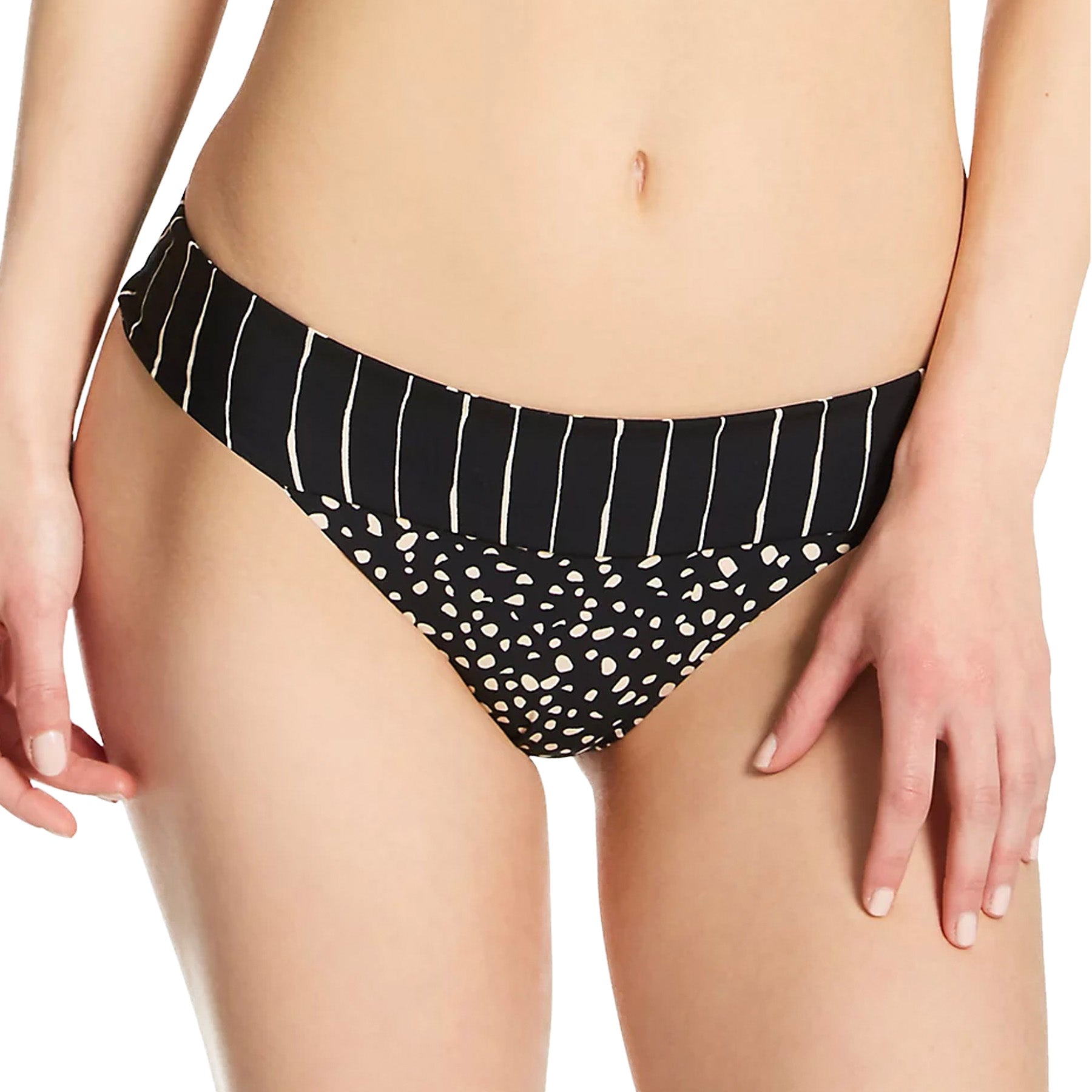 Swim Systems Bliss Reversible Banded Bikini Bottom B308 Black Sand Front