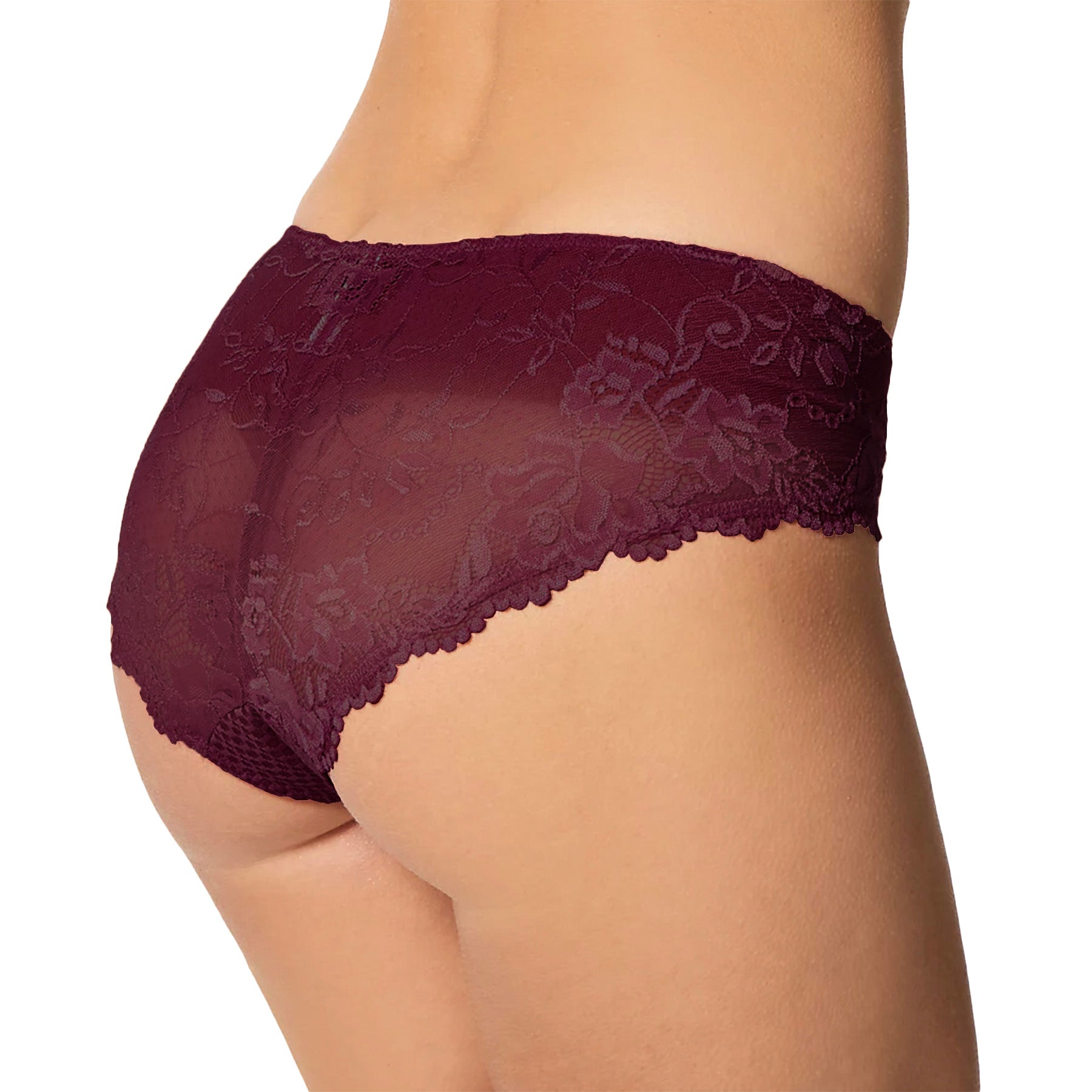 Fit FUly Yours Serena Bikini With Lace U2762 Burgundy Rear View