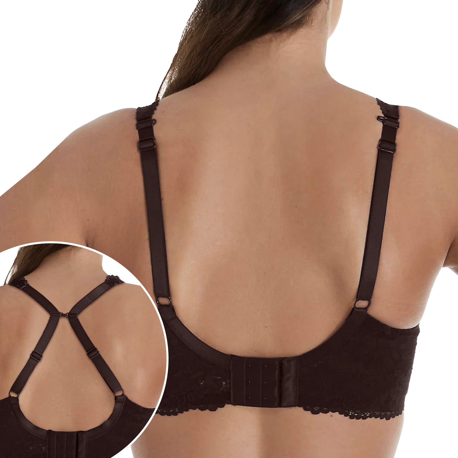 Fit Fully Yours Serena Lace Underwire Bra B2761 Chocolate Rear View