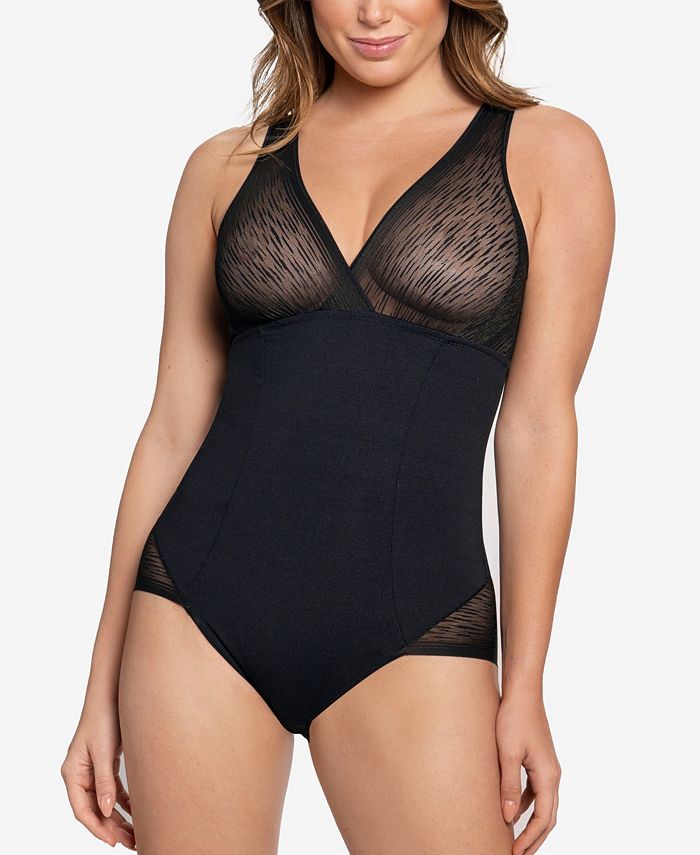 Leonisa Sheer Stripe Detail Sculpting Bodysuit 018517 - Black