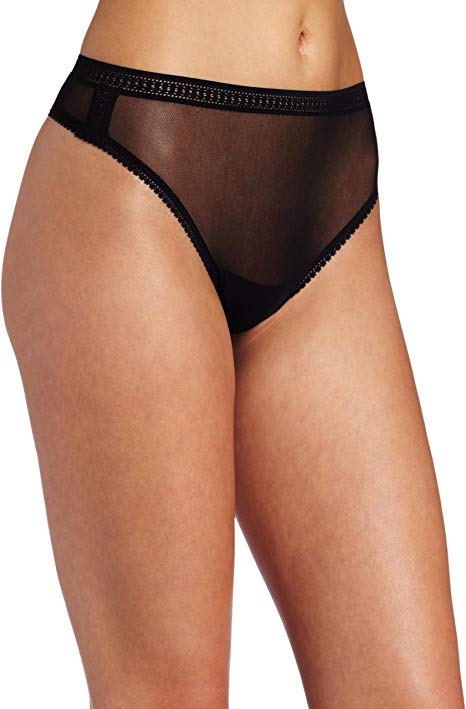 OnGossamer Hi Cut Thong 022958 - Black