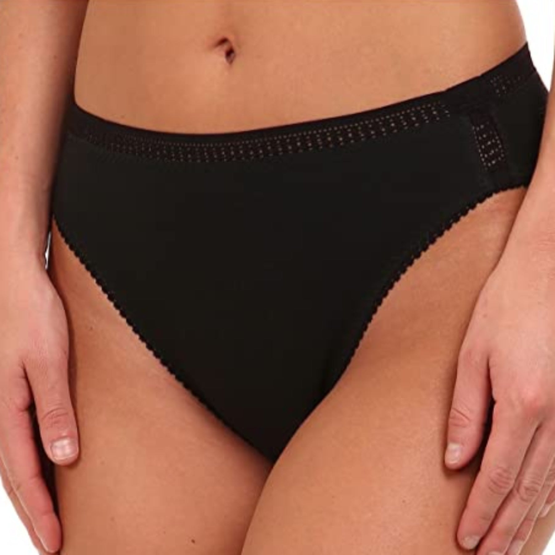 OnGossamer Cabana Cotton Hi-Cut Brief 024304- Black