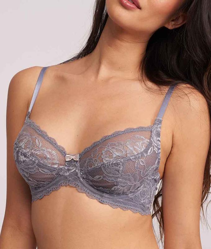 Montelle Silver Dreams Divine Lace Full Cup Underwire Bra 9094 - Crystal Grey