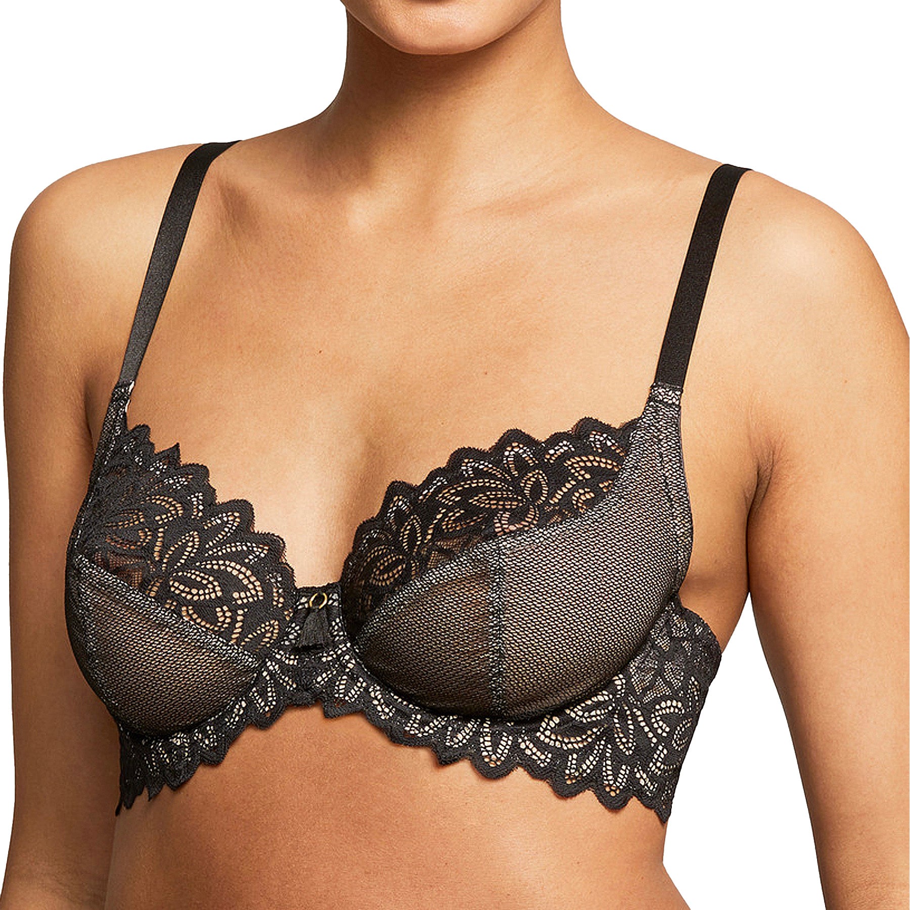 Montelle Divine Lace Underwire Full Cup Bra 9412 Black Nude Front