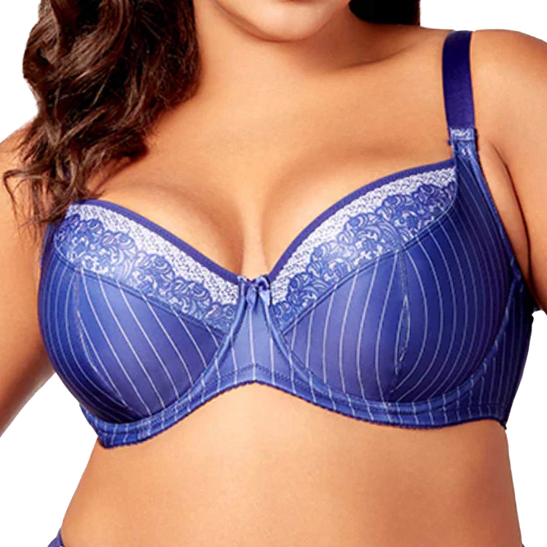 Elila Balcony Underwire Bra 2818 Navy & White Pinstripe Front