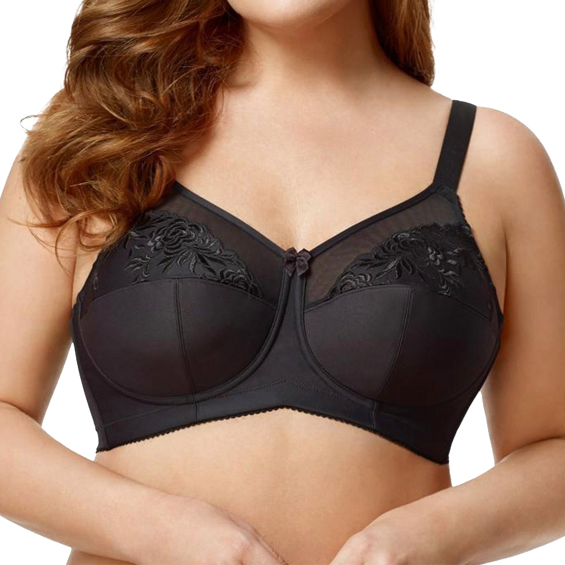 Elila Embroidered Microfiber Soft Cup Bra 1301 Black Front