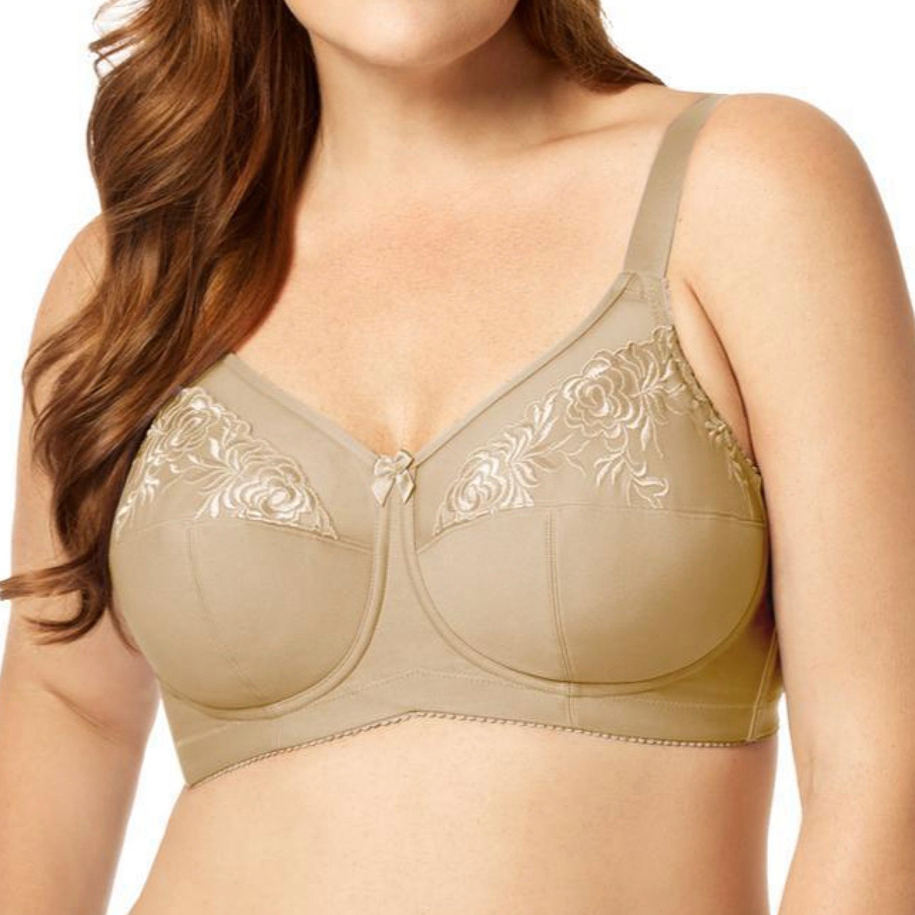 Elila Embroidered Microfiber Soft Cup Bra 1301 Nude Front