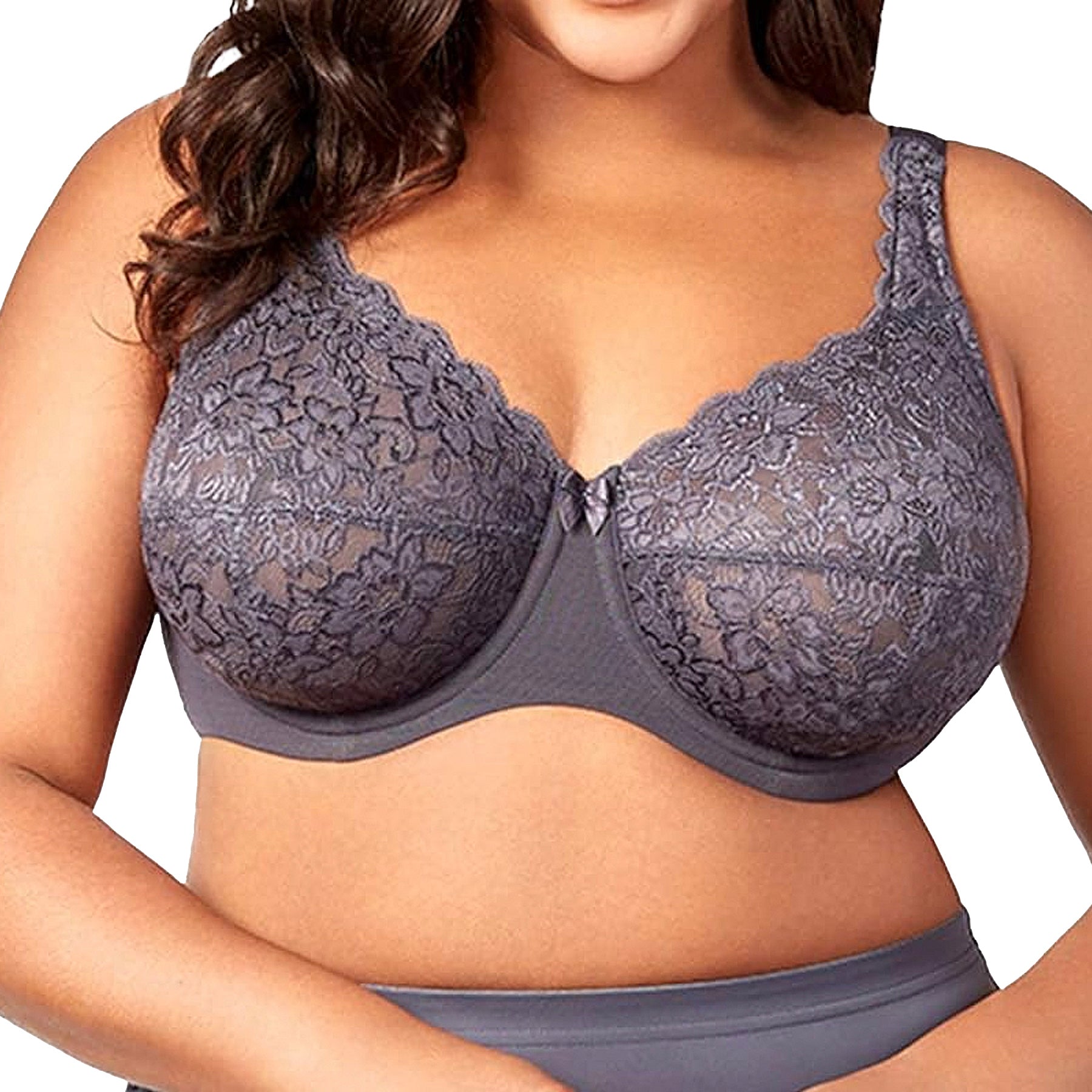 Elila Full Coverage Stretch Lace Underwire Bra 2311 Steel Grey Front