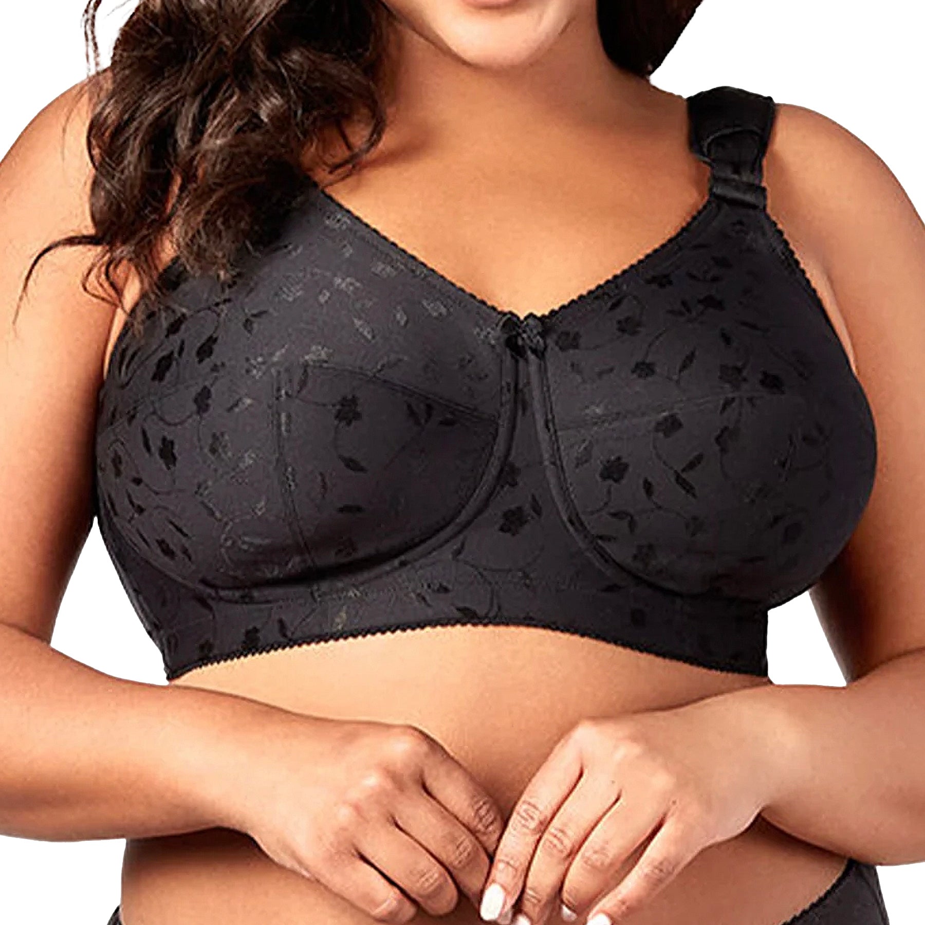 Elila Jacquard Soft Cup Bra 1305 Black Front