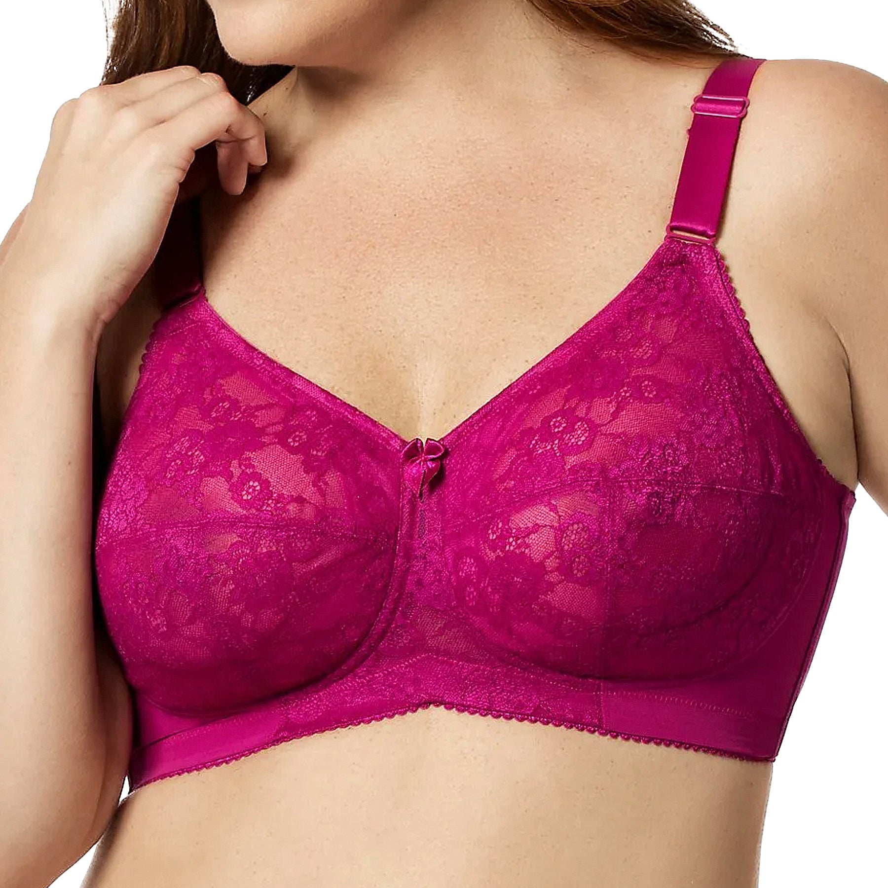 Elila Lace Soft Cup Bra 1303 Fuchsia Front